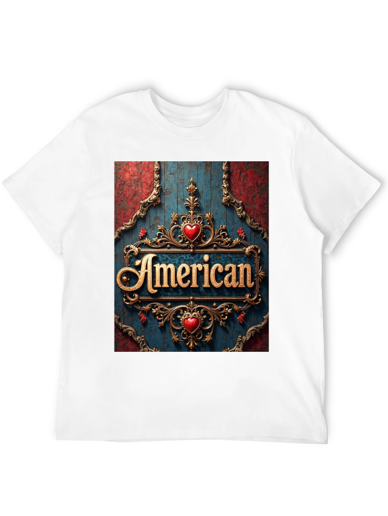 Black American Pride T-Shirt: Ornate Heart Design view 12