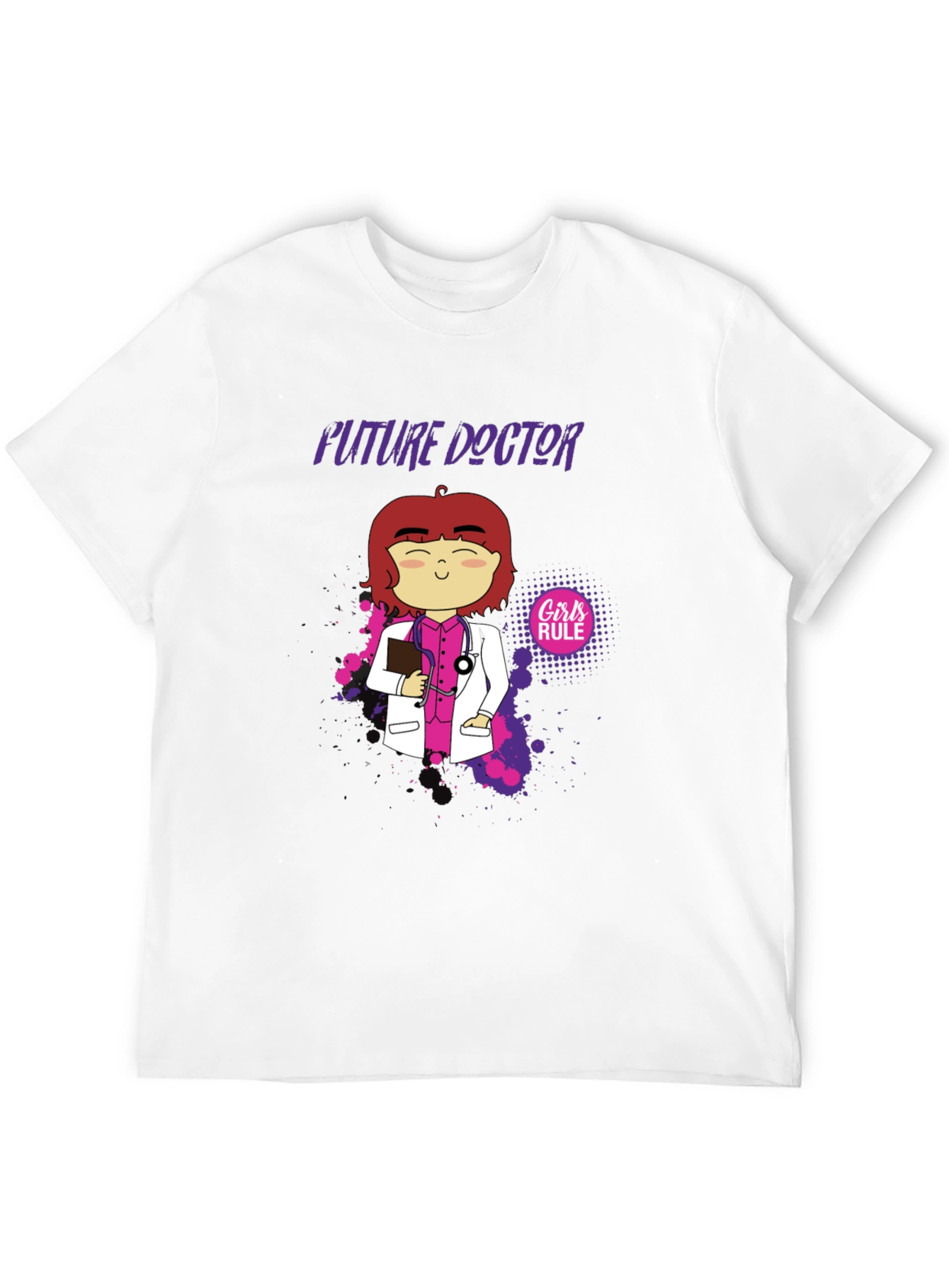 Black Future Doctor Cartoon Graphic T-Shirt view 12
