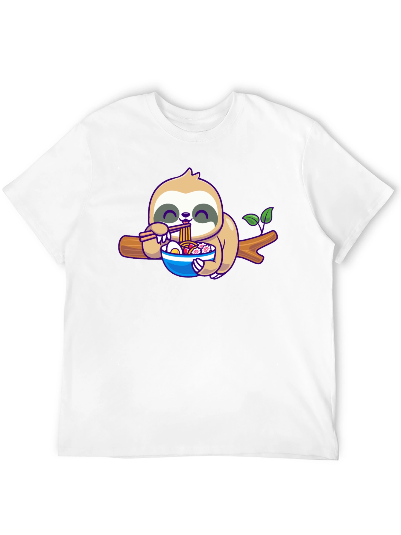 Black Sloth Ramen T-Shirt: Cute Cartoon Animal Tee view 12