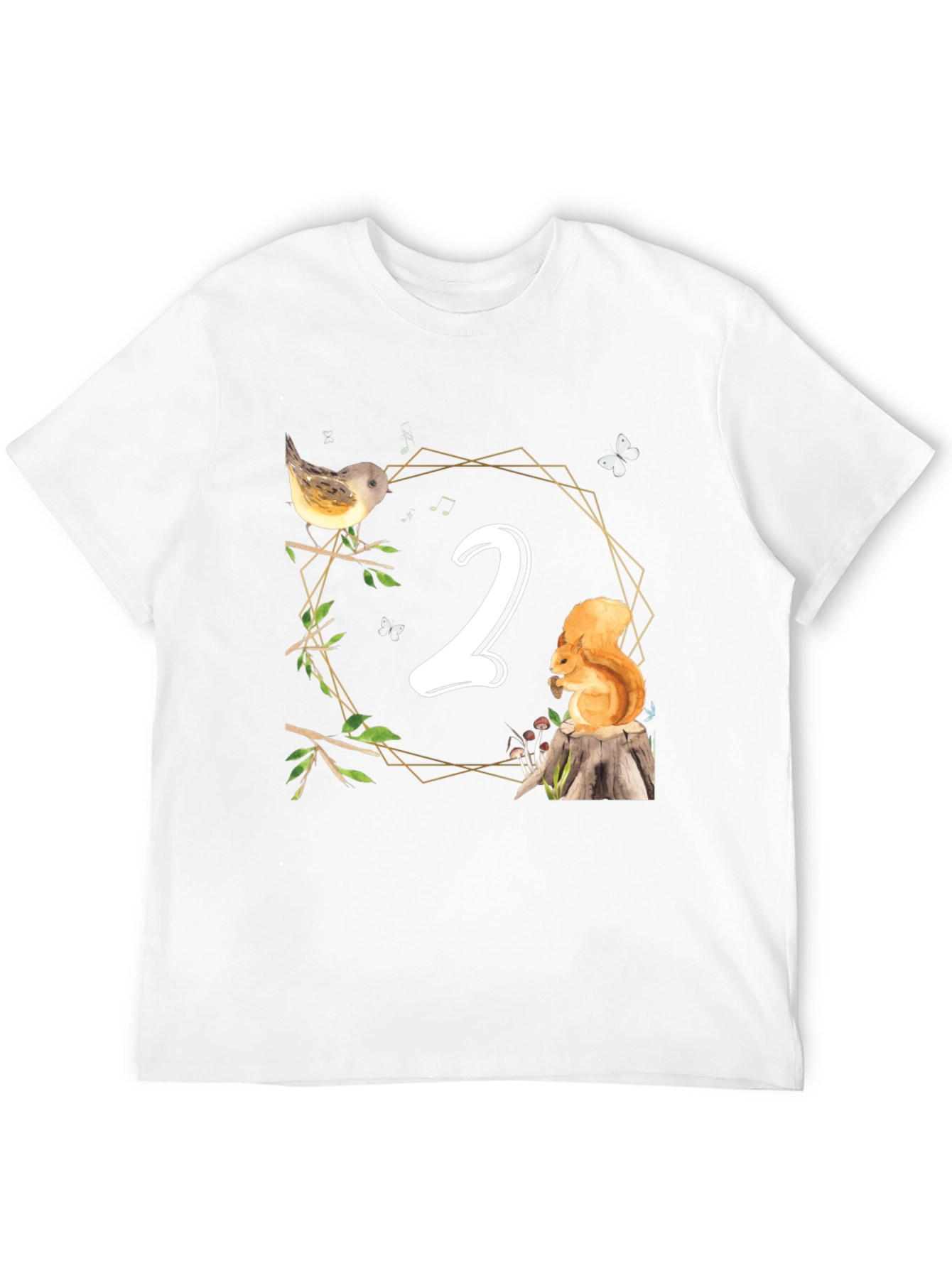 Black Cute Woodland Second Birthday T-Shirt view 12