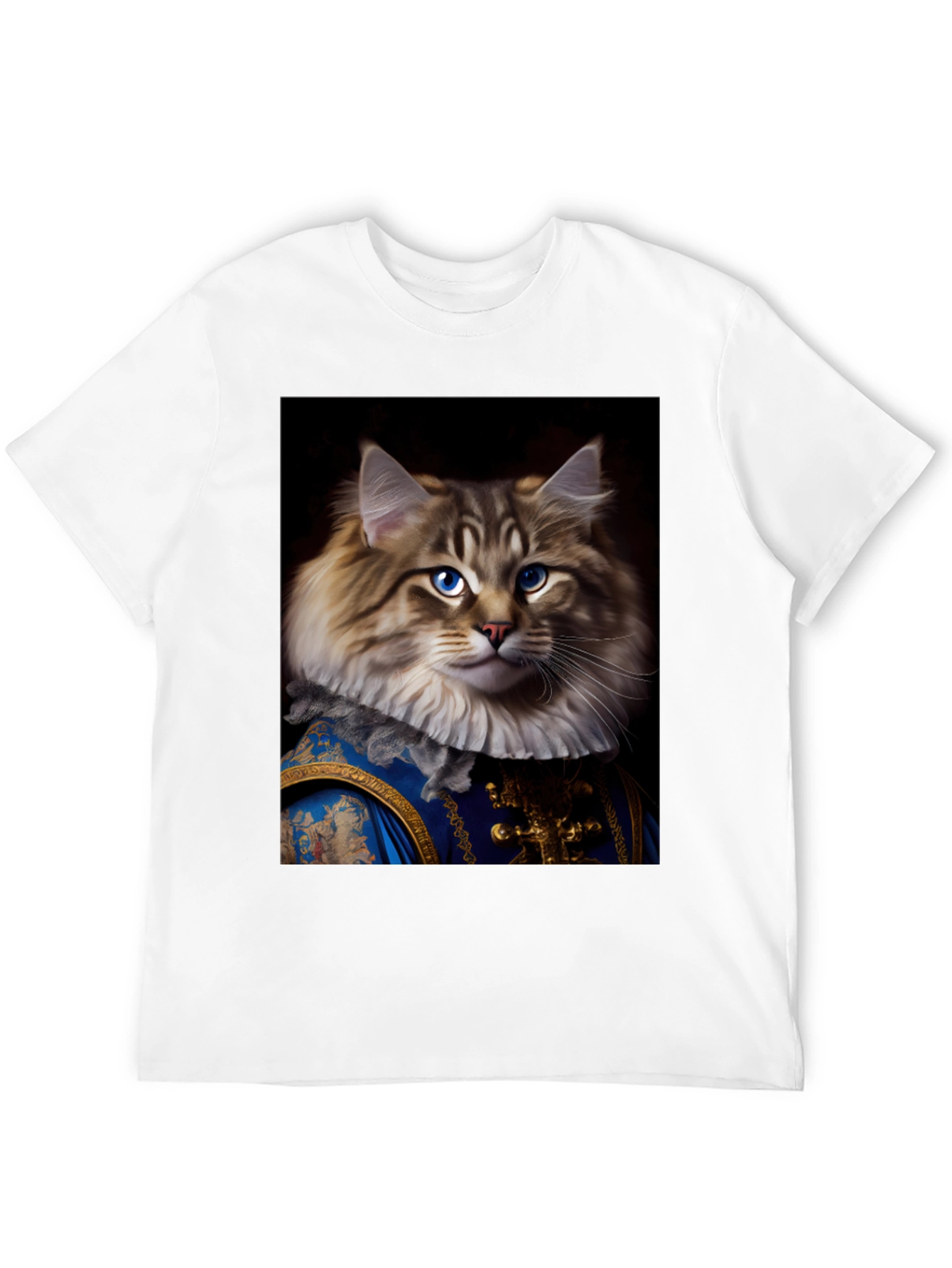 Black Regal Cat Portrait T-Shirt view 12