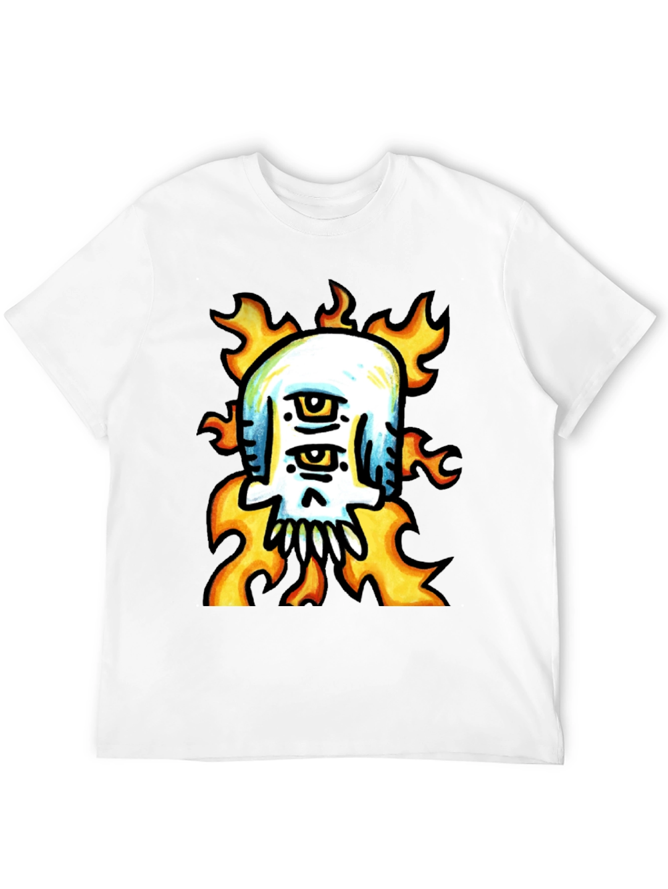 Black Fiery Skull Graphic Tee - Unique Design view 12