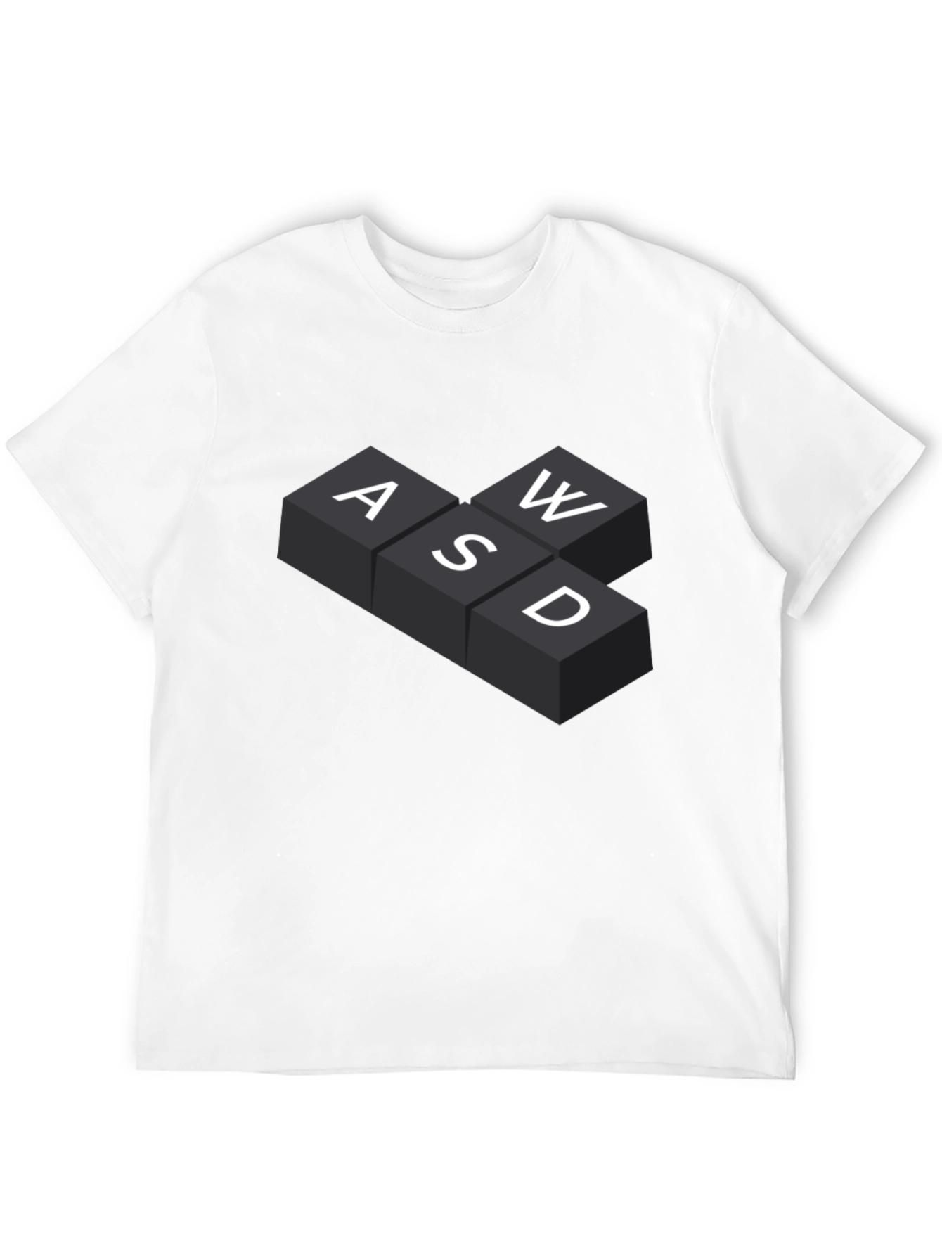 Black WASD Gaming Keys T-Shirt - Black view 12