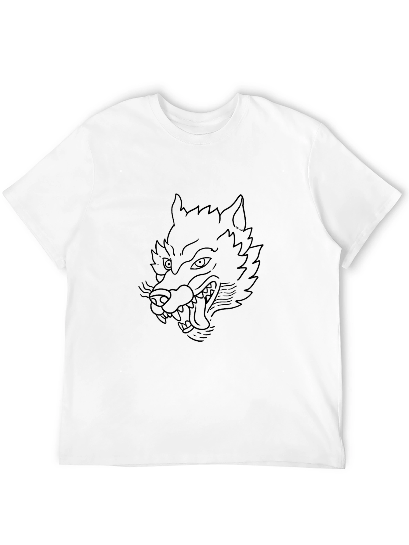 Black Black T-Shirt with Wolf Graphic view 12