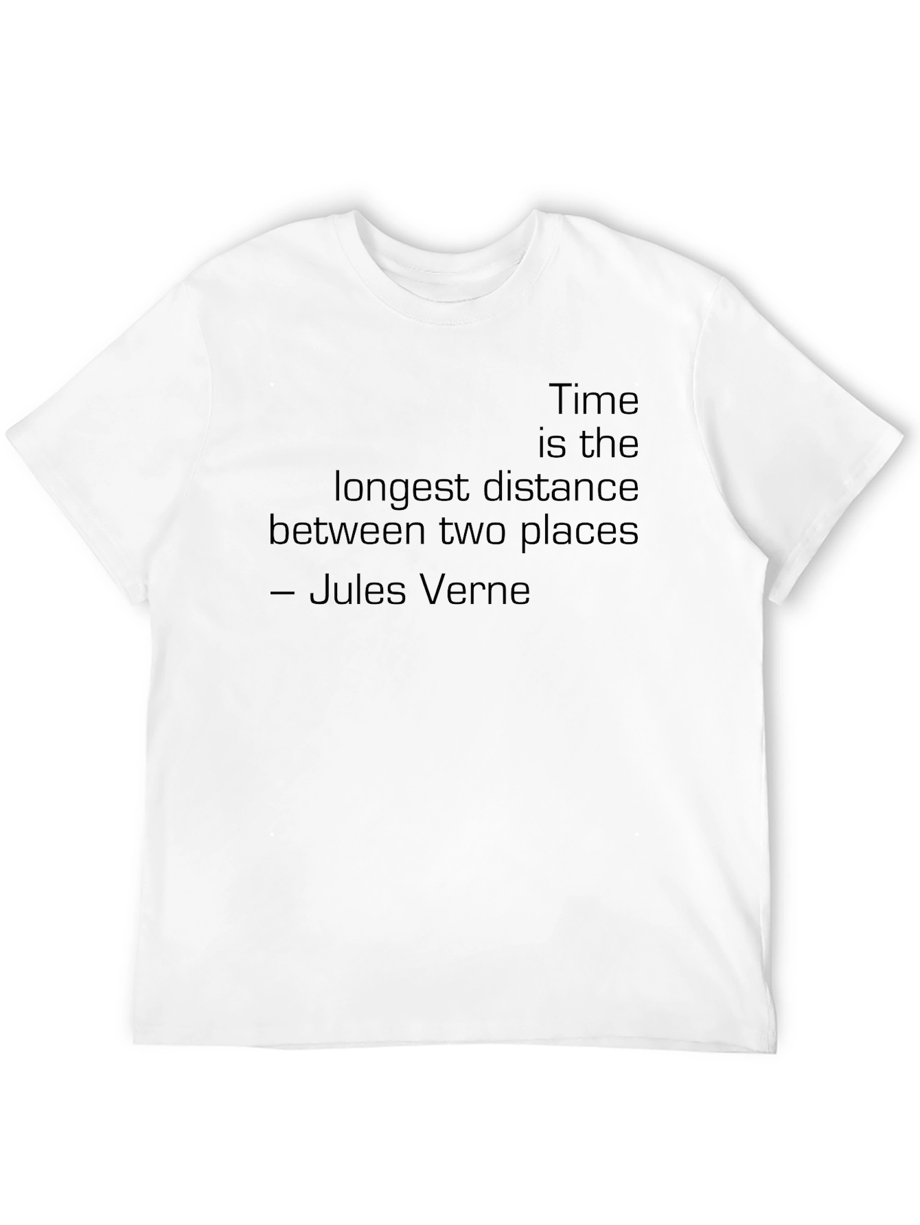 Black Jules Verne Quote T-Shirt - Time is the Longest Distance view 12