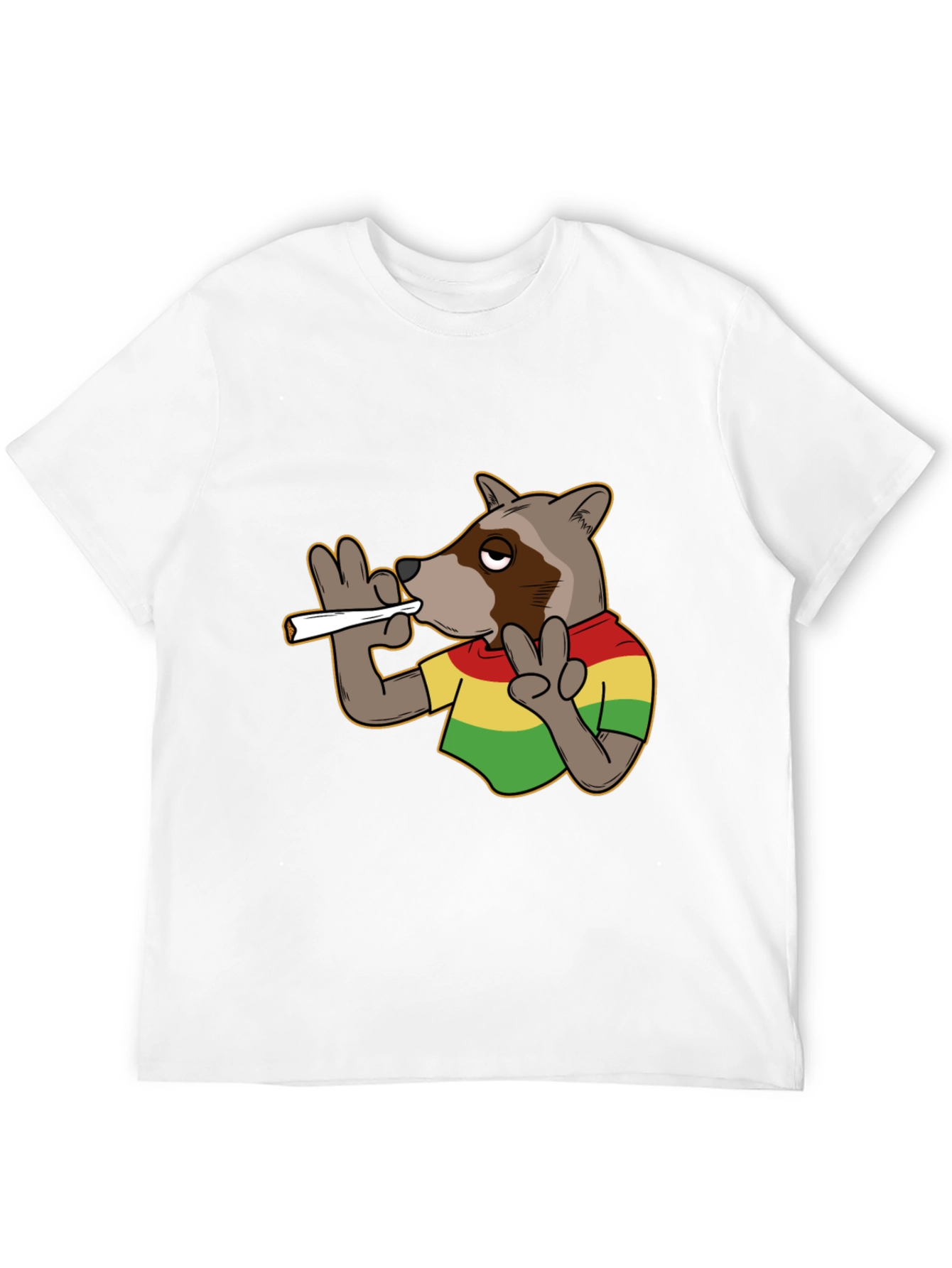 Black Cool Rasta Raccoon T-Shirt - Relaxed Fit view 12