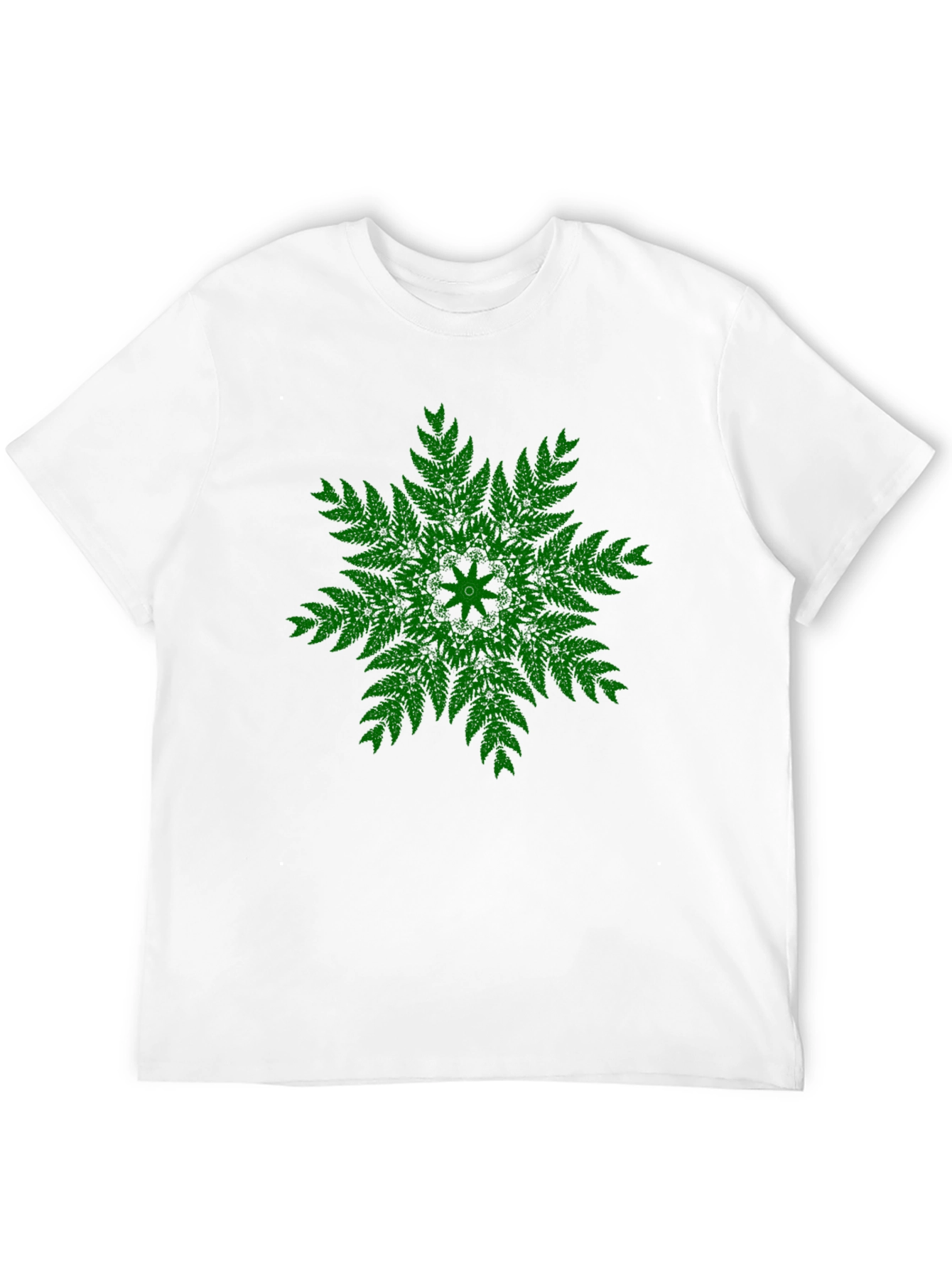 Black Green Fern Mandala Black T-Shirt - Unique Design view 12