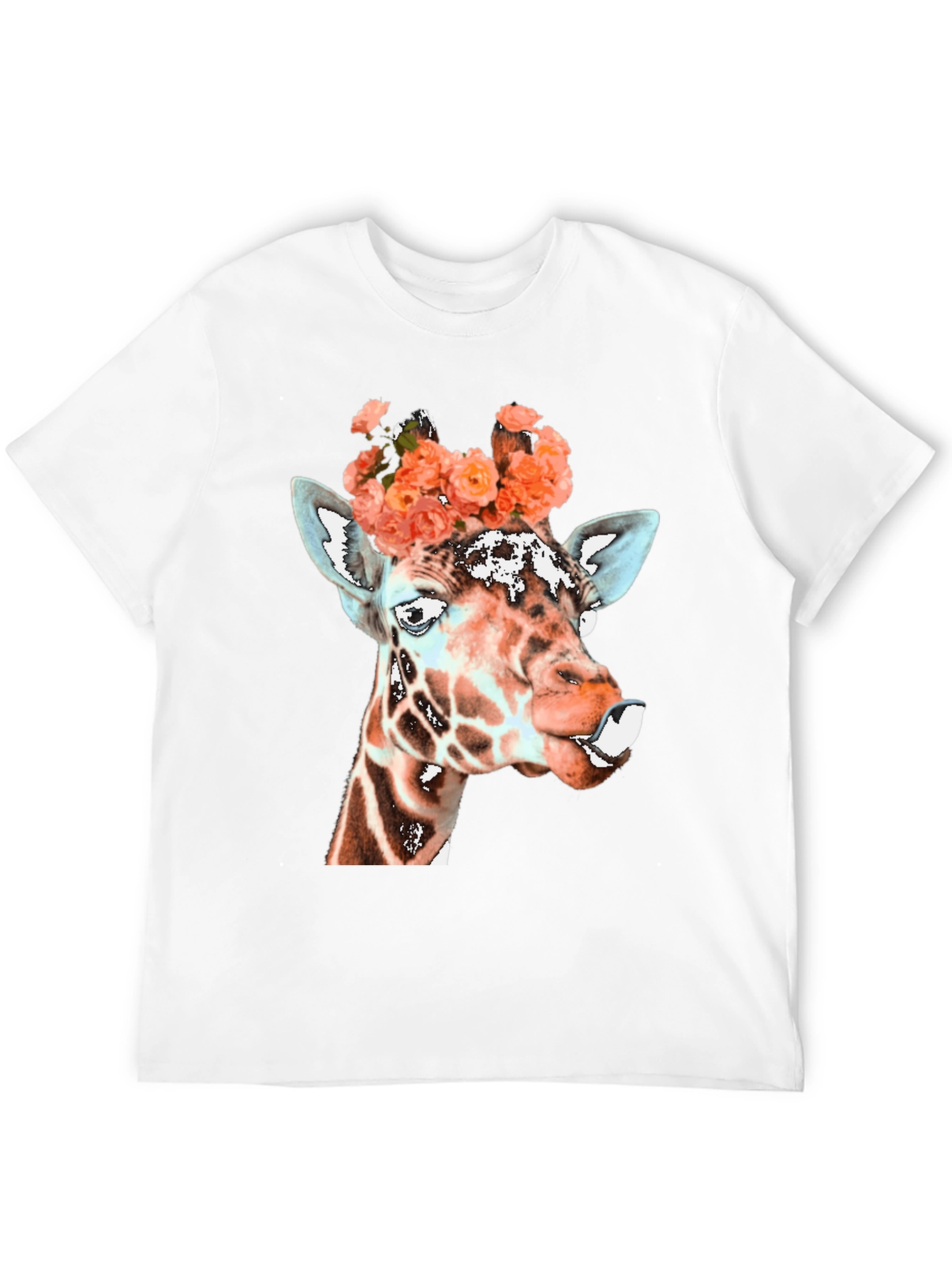 Black Giraffe Floral Crown Graphic Tee - Unique Animal Shirt view 12