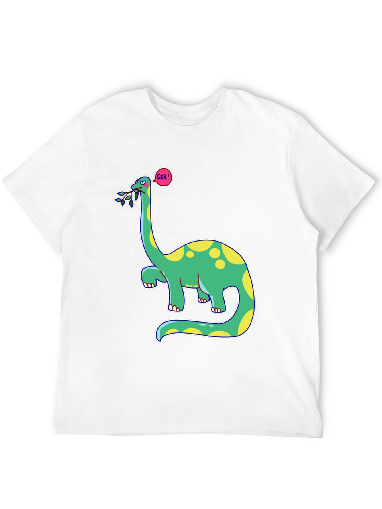 Black Dino GRR! Black T-Shirt - Cartoon Brontosaurus Tee view 12