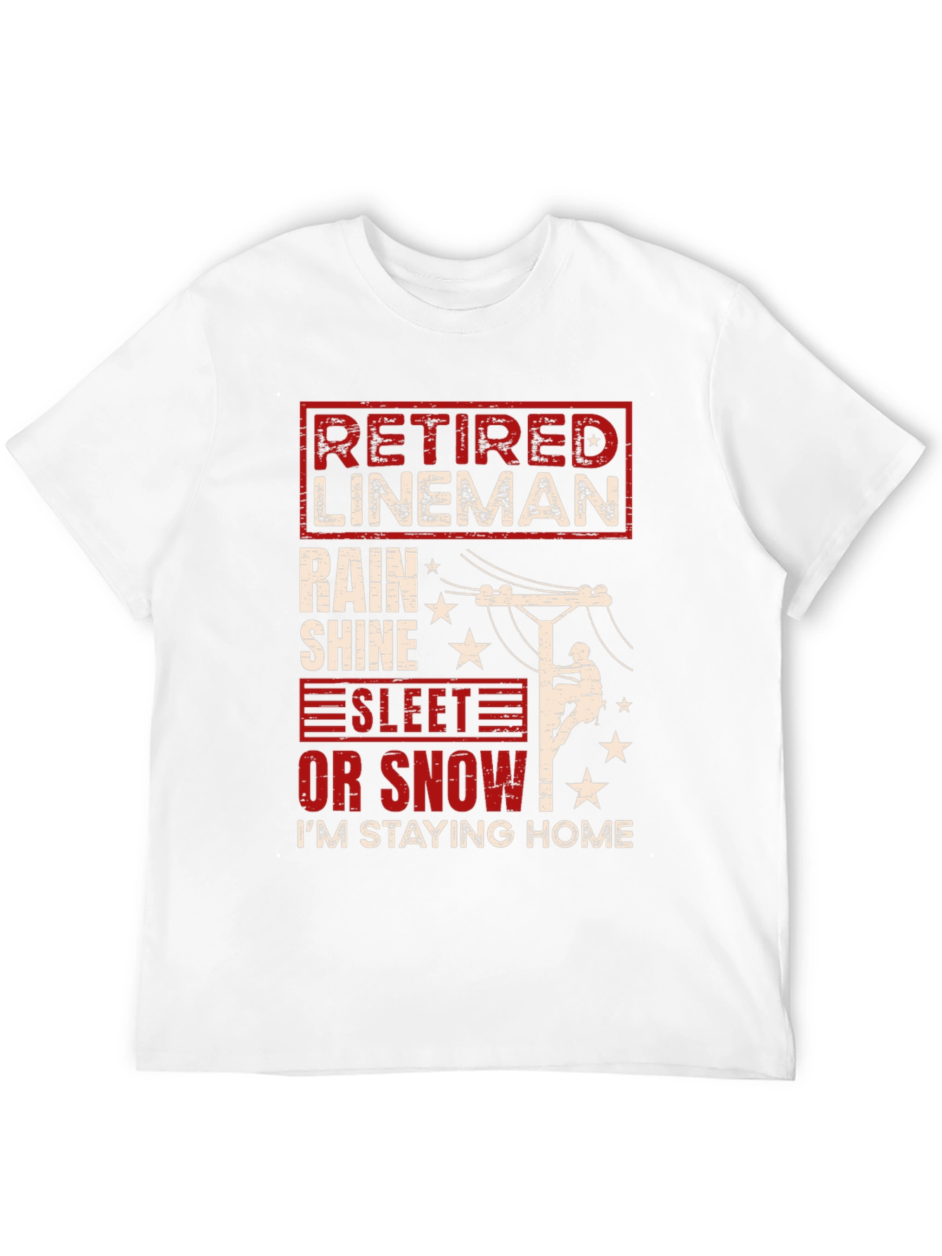 Black Retired Lineman T-Shirt - Stay Home in Style view 12