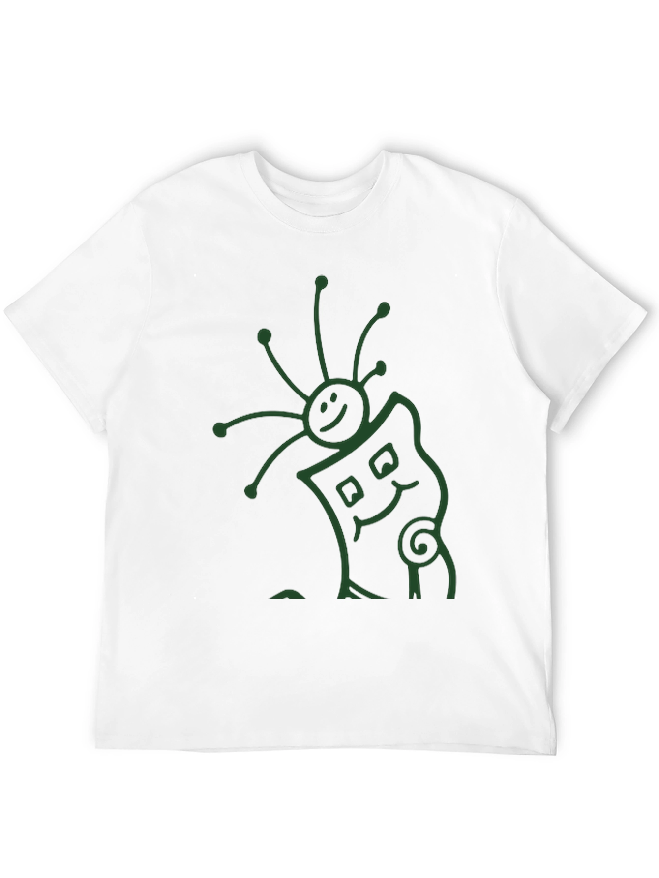 Black Black T-Shirt with Abstract Smiling Creature Graphic view 12