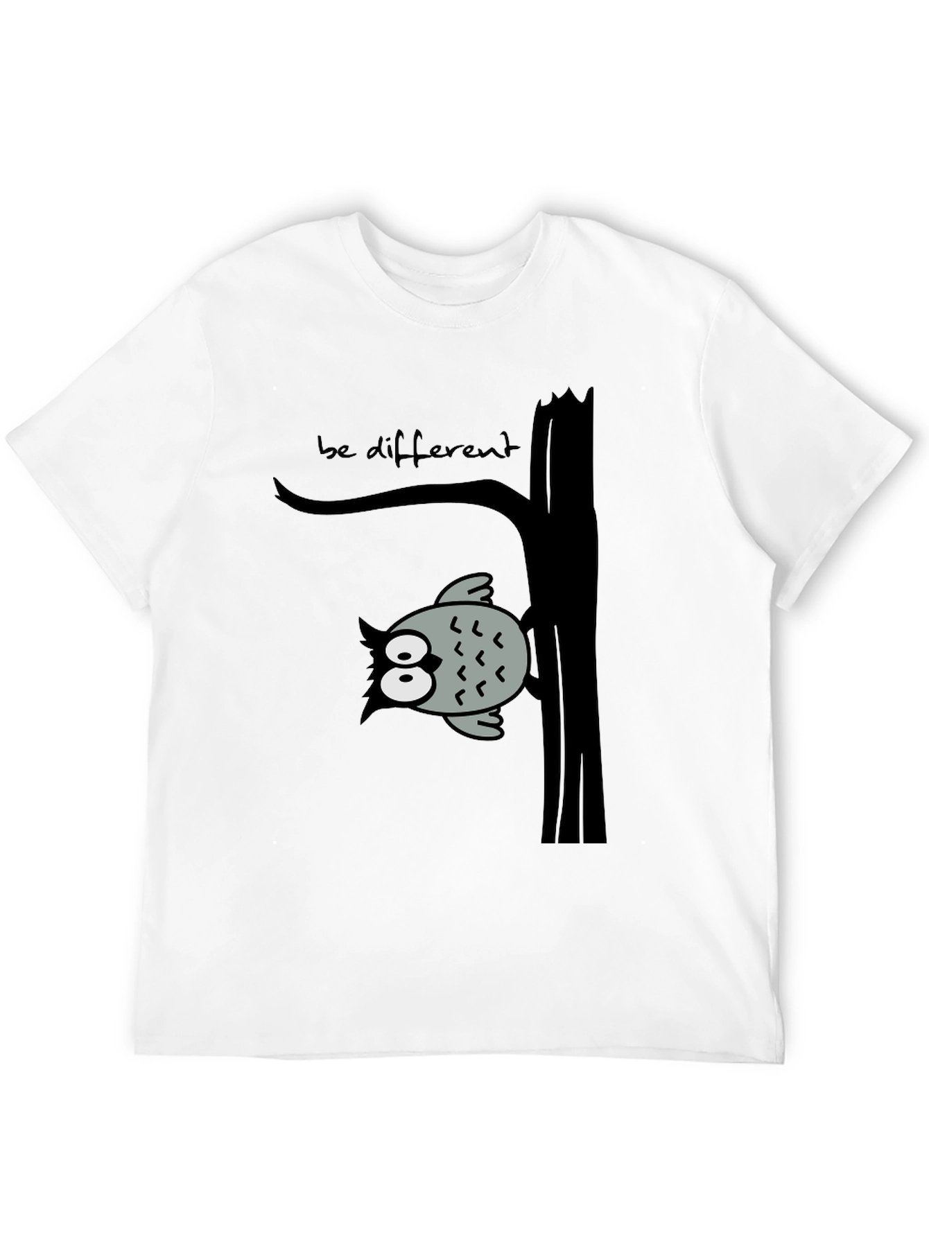 Black Be Different Owl Tree Black T-Shirt view 12