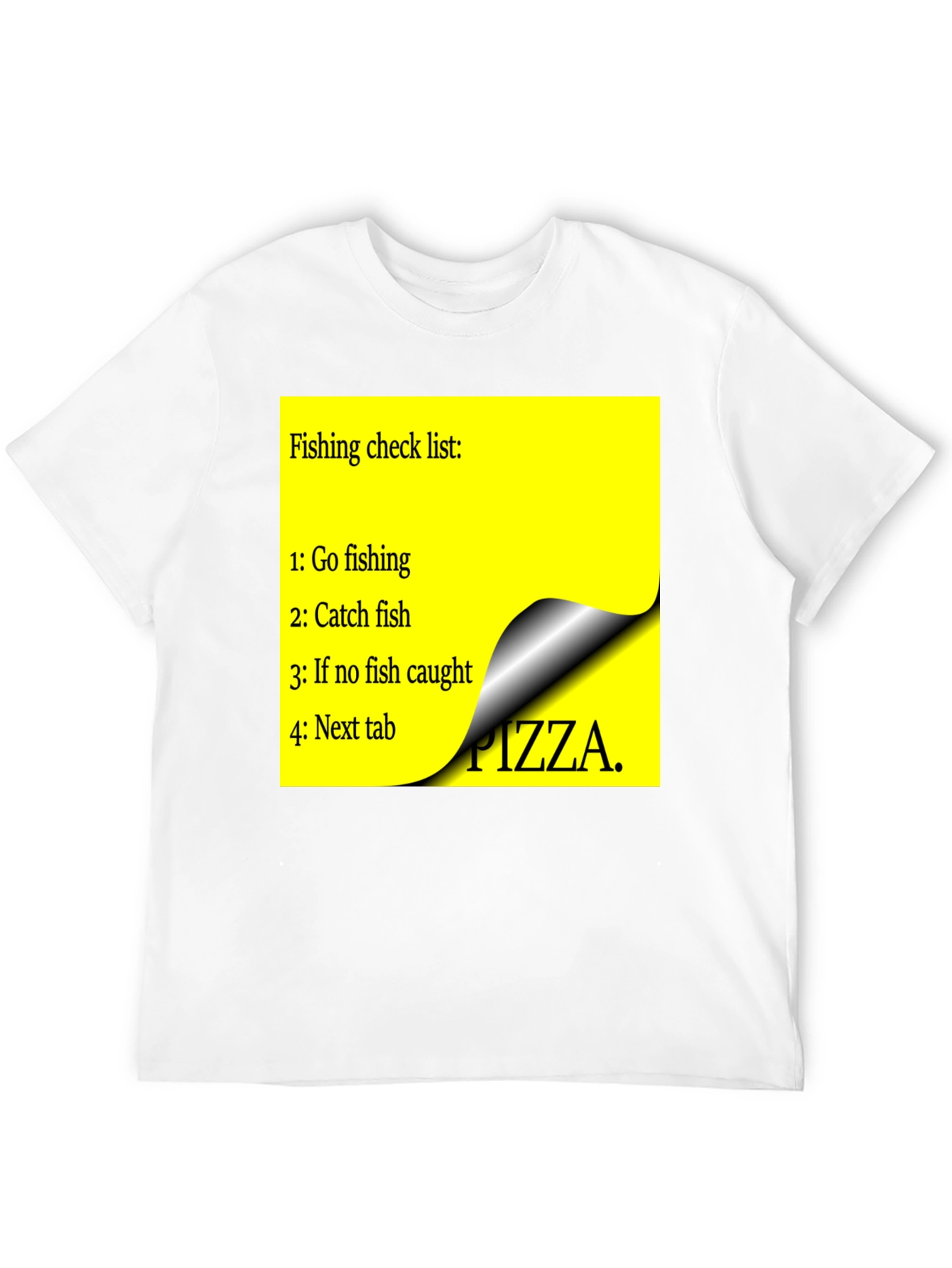 Black Fishing Check List T-Shirt - Funny Pizza Option view 12