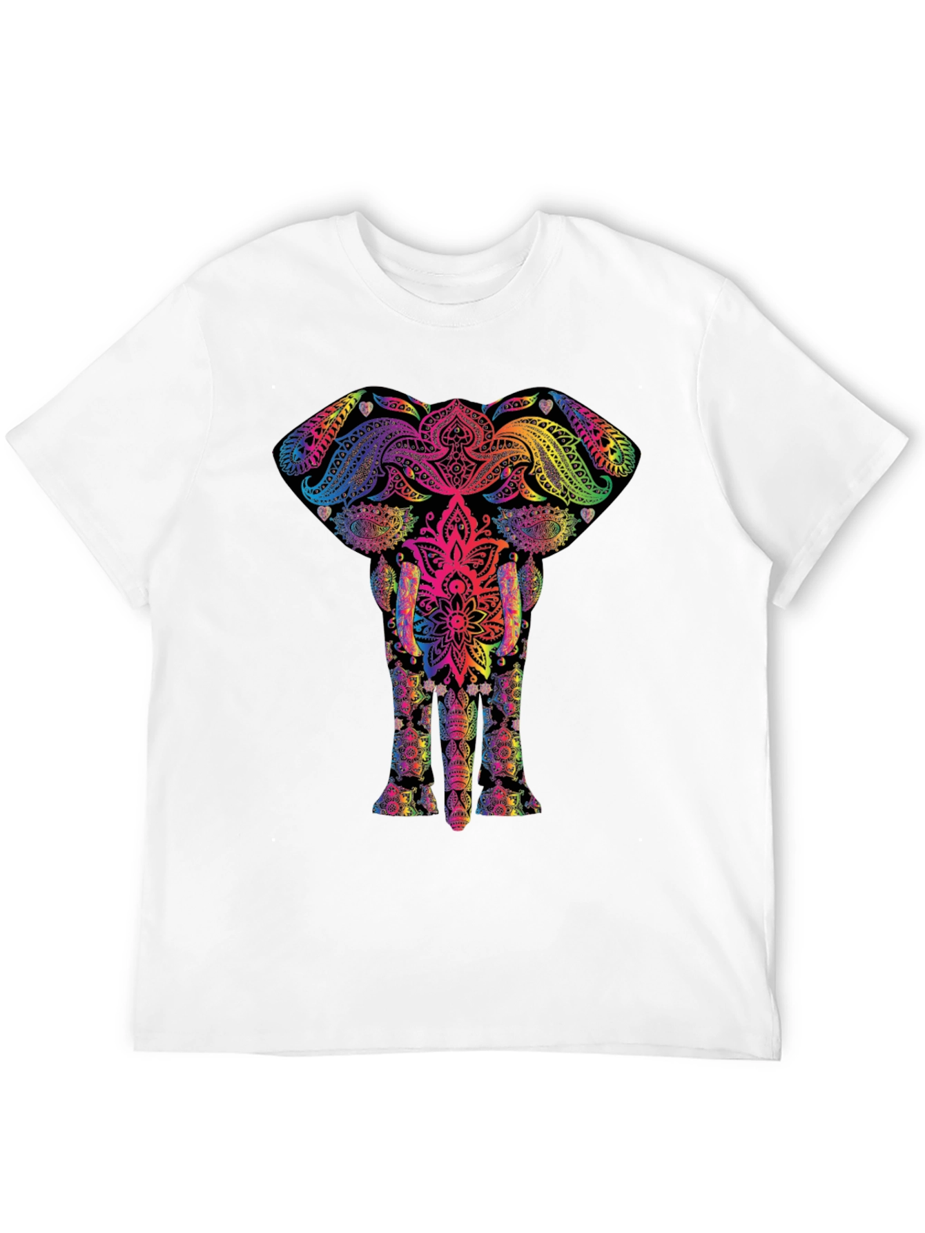 Black Vibrant Elephant Mandala Graphic Tee - Black view 12