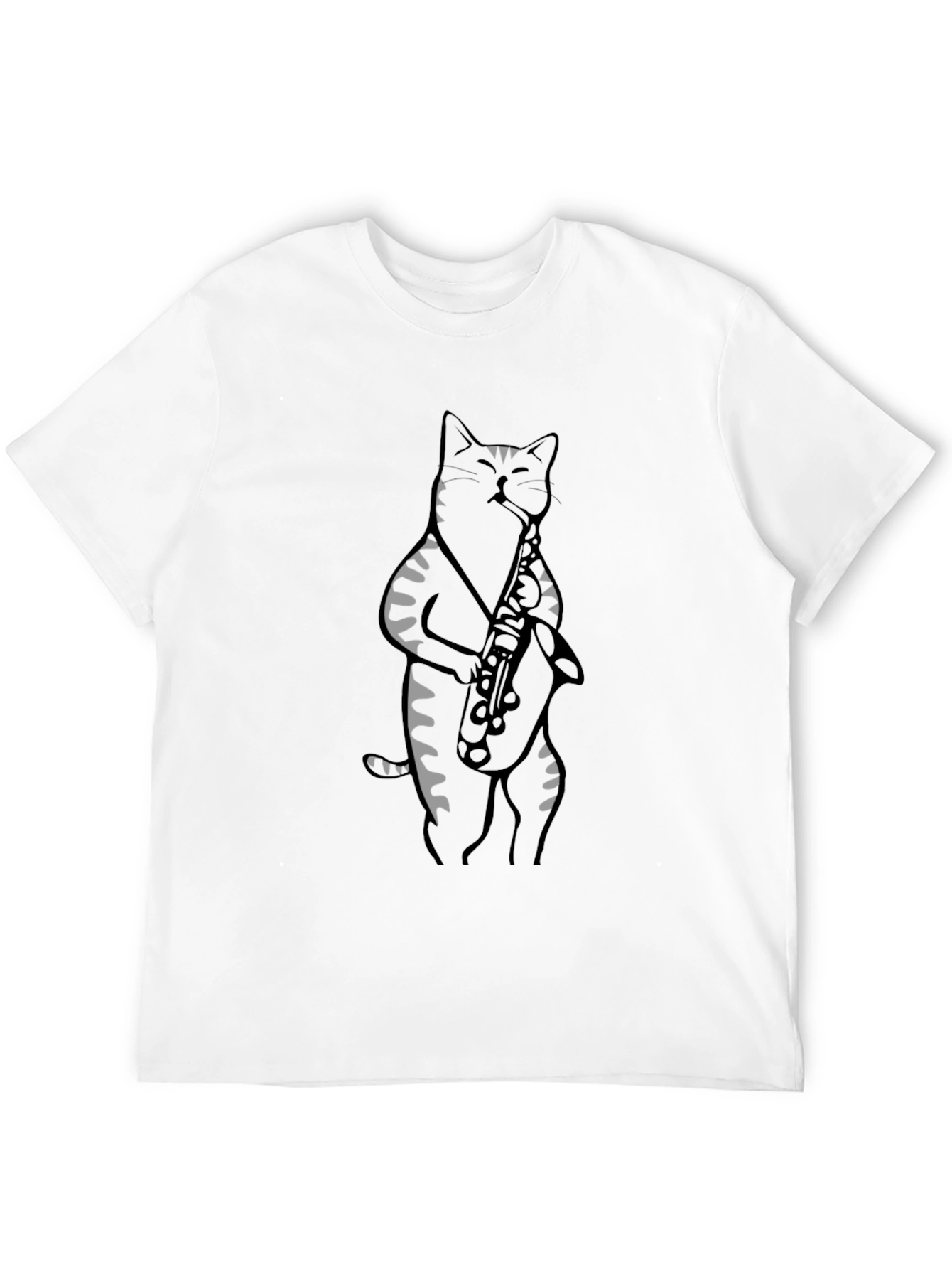 Black Cat Saxophone Player T-Shirt - Cool Music Tee view 12