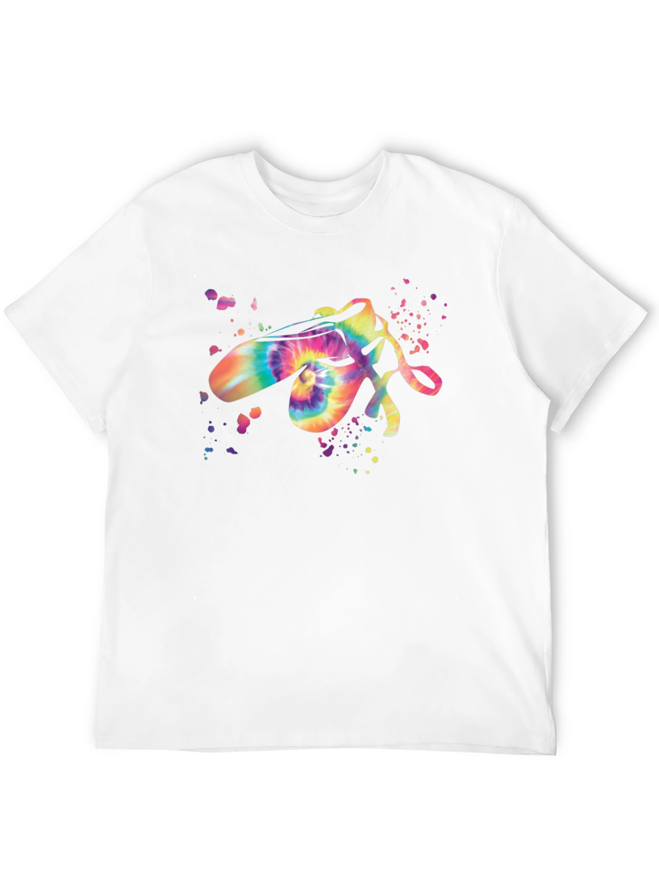 Black Tie Dye Ballet Pointe Shoes Graphic Black T-Shirt view 12
