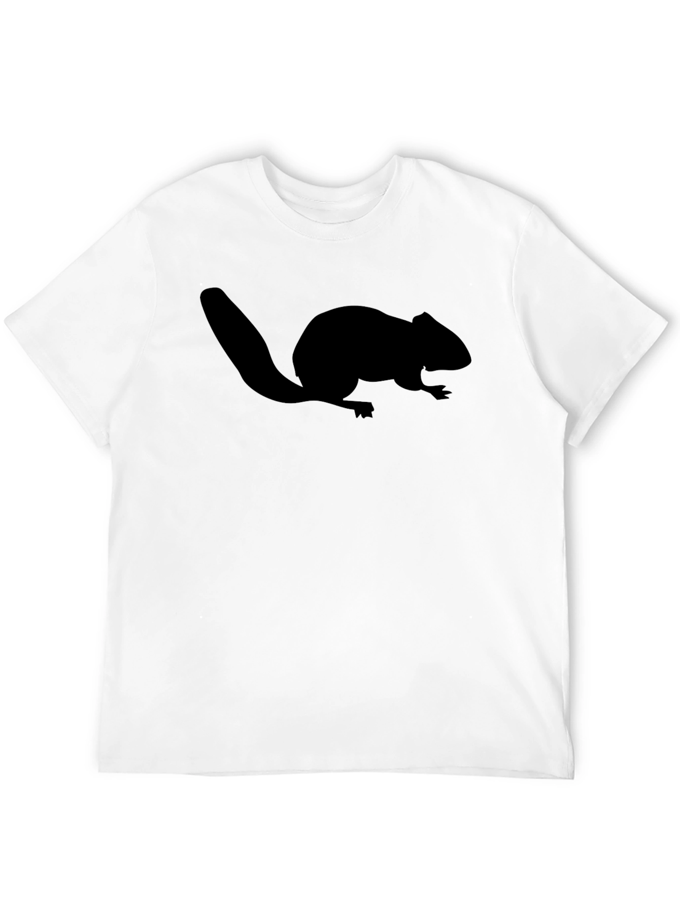 Black Beaver Silhouette Graphic Tee - Classic Crew Neck Black T-Shirt view 12