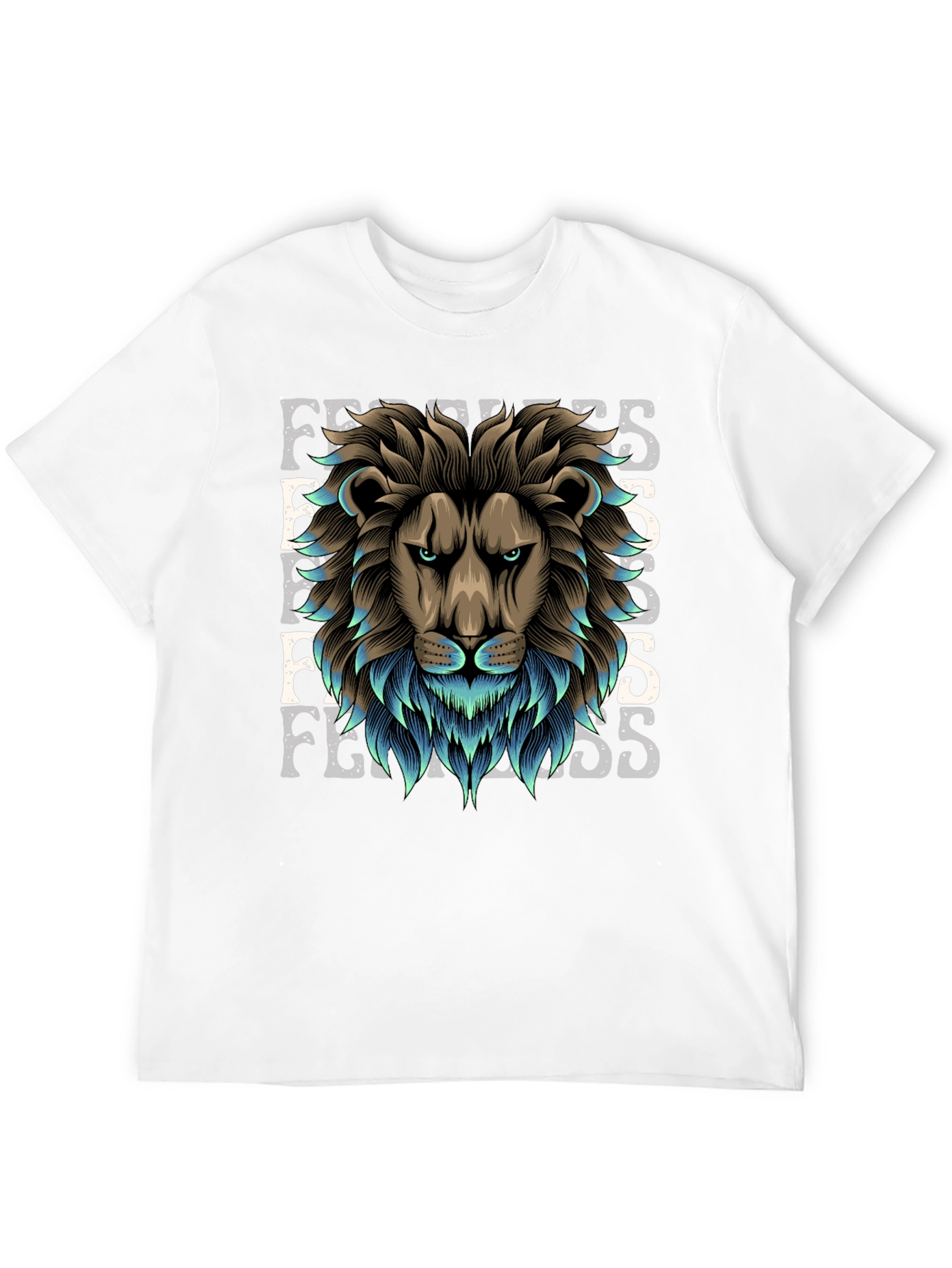 Black Fearless Lion Graphic Print T-Shirt view 12