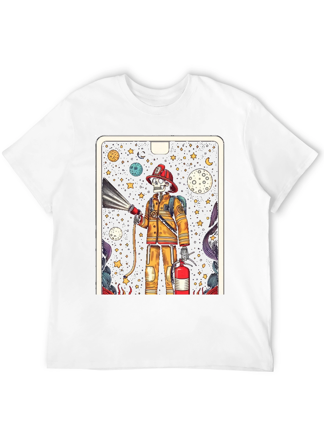 Black Skeleton Firefighter Graphic Tee - Unique Design view 12