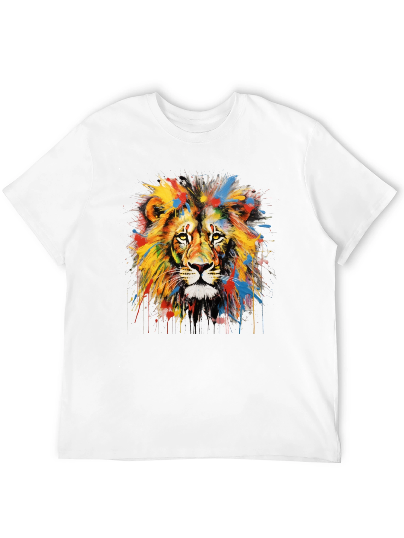 Black Colorful Lion Graphic Tee - Men's Black T-Shirt view 12