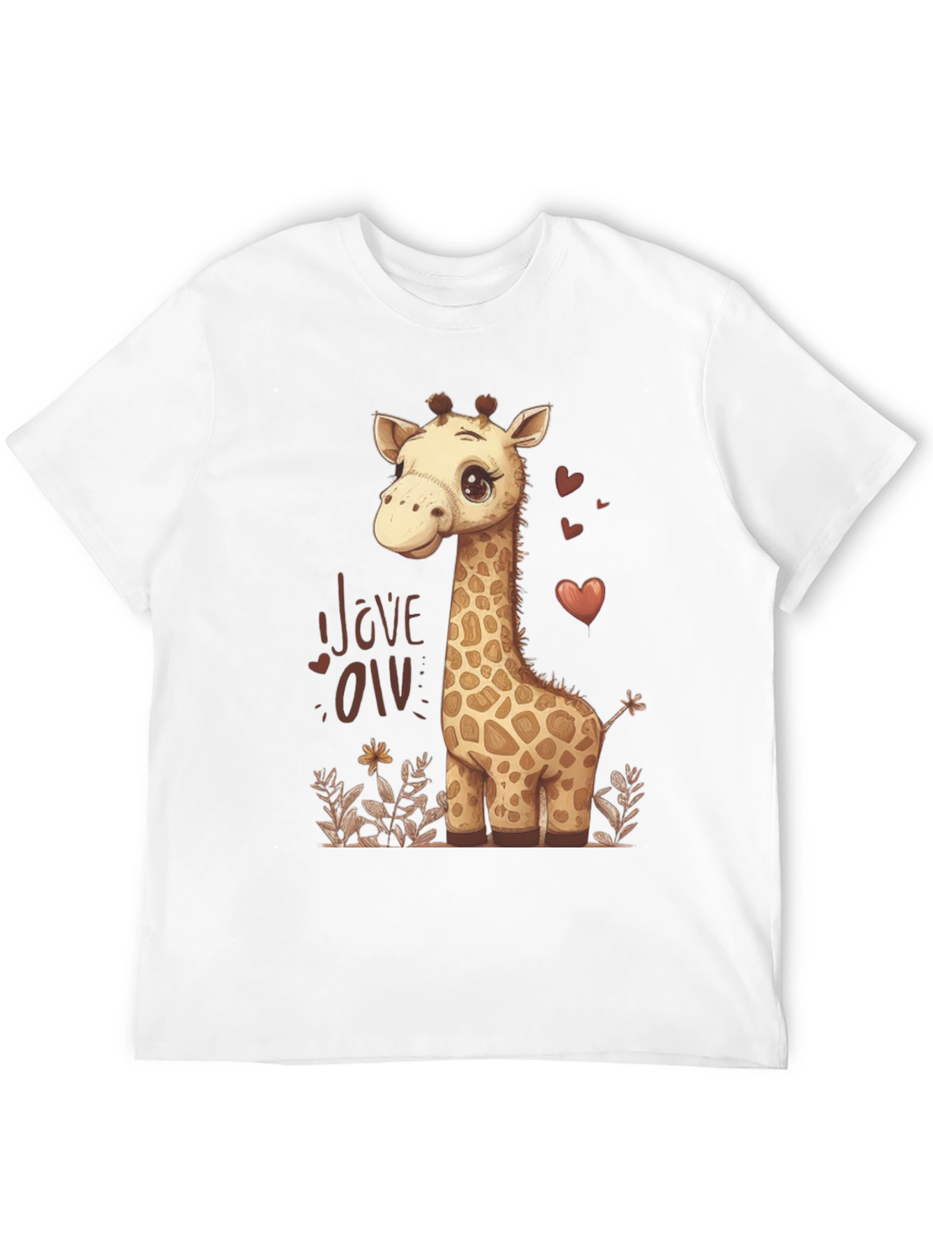 Black Cute Giraffe Love Graphic T-Shirt - Black view 12
