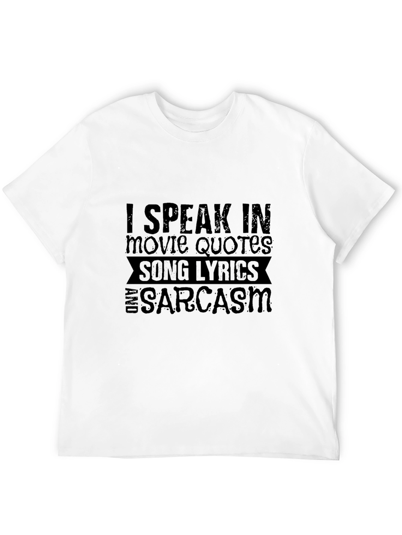 Black Humorous "I Speak in Movie Quotes" Black Graphic Tee view 12