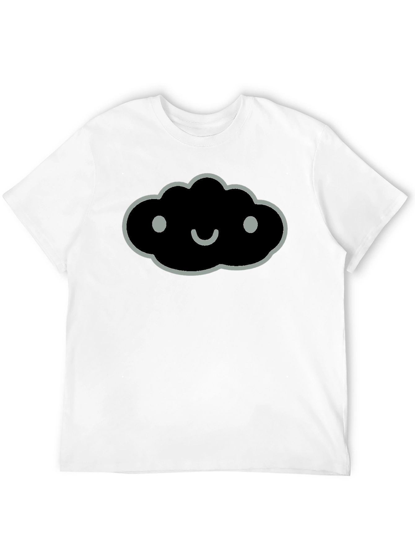 Black Smiling Cloud Graphic Tee - Soft Black Cotton Blend view 12