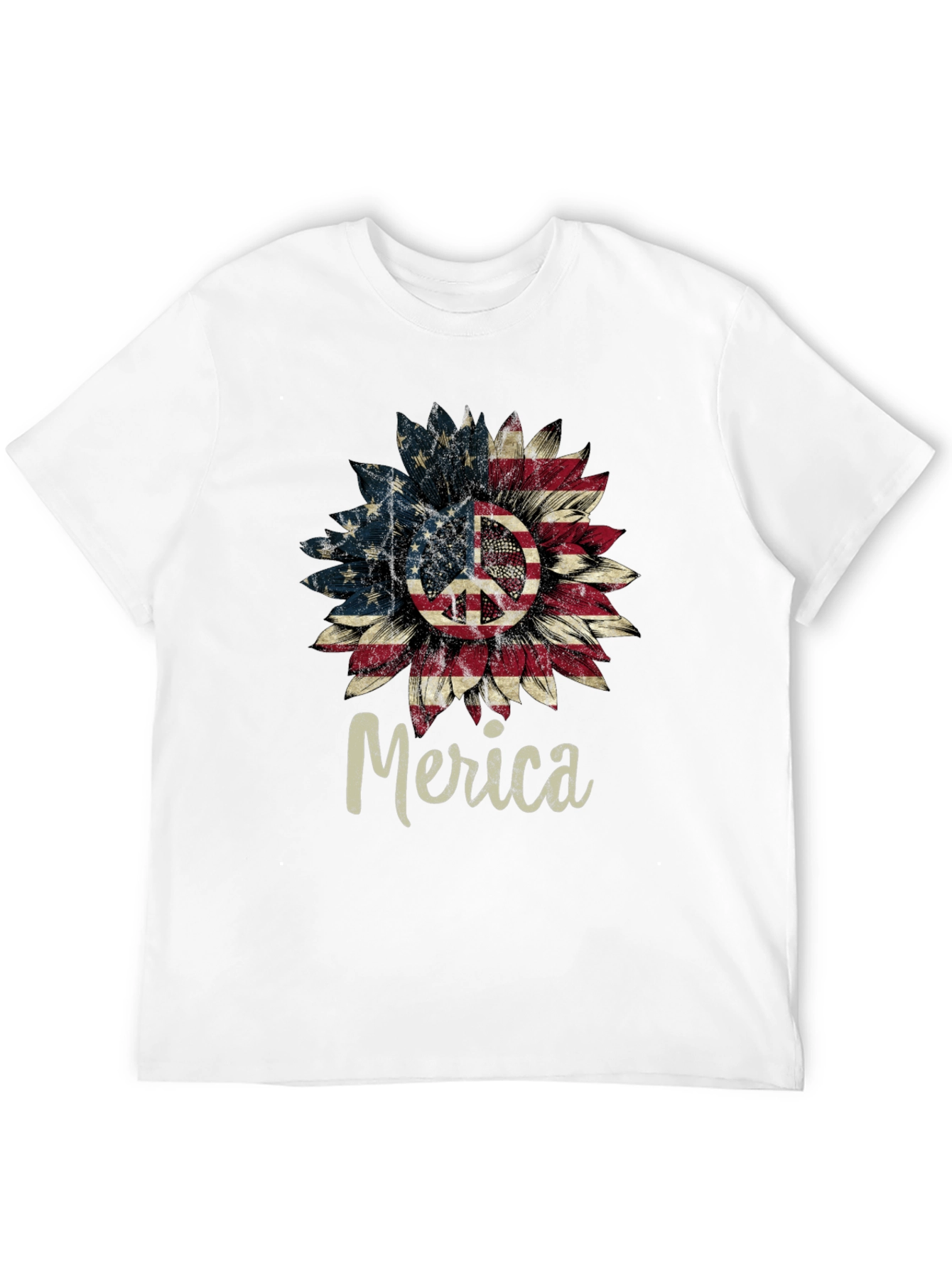 Black Patriotic Peace Sign Sunflower T-Shirt view 12