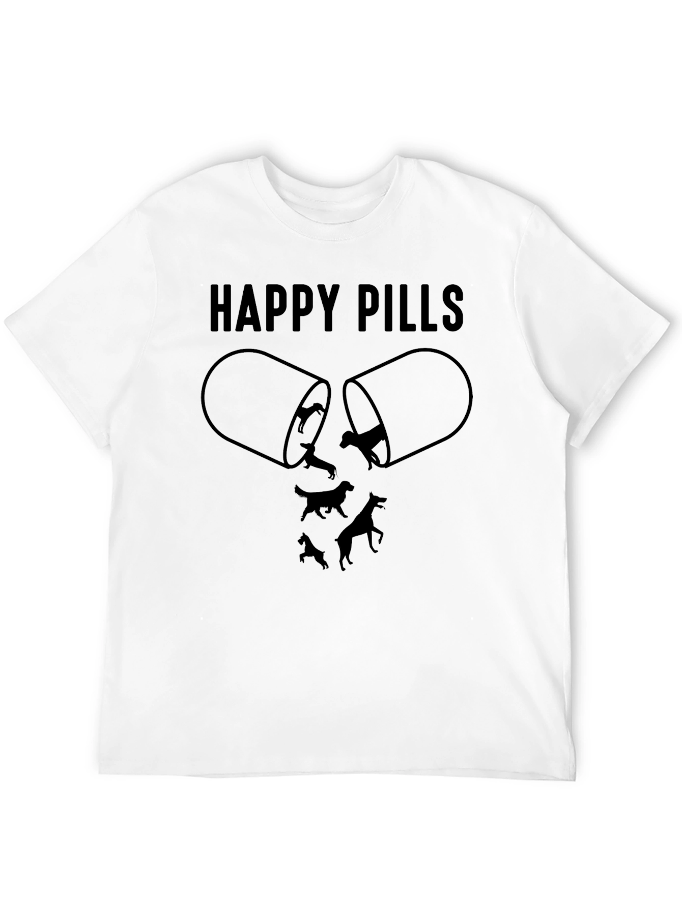 Black Happy Pills Dog Graphic T-Shirt, Black view 12