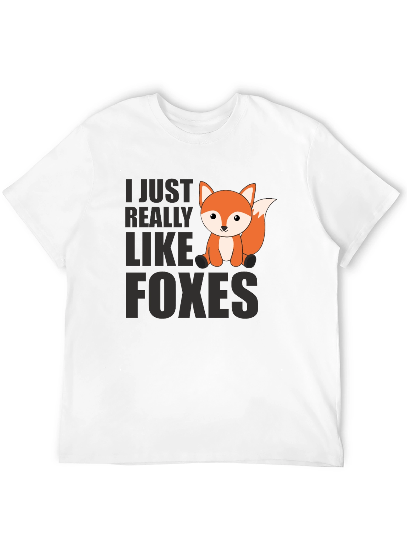 Black Cute Fox Graphic Tee - I Just Really Like Foxes view 12
