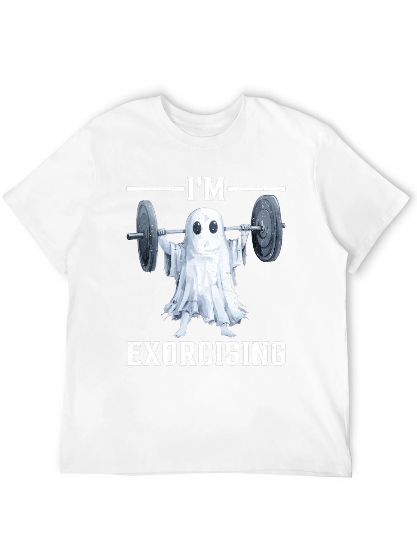 Black Funny Ghost Exorcising Workout T-Shirt view 12