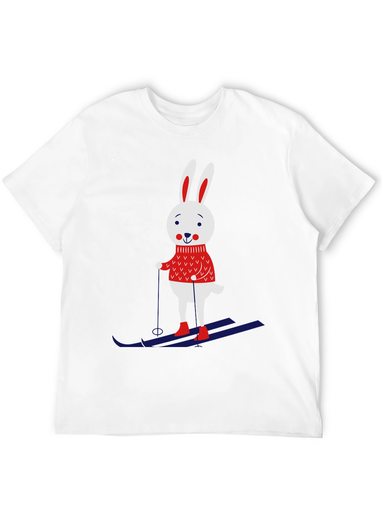Black Skiing Rabbit Graphic Tee - Black Cotton T-Shirt view 12