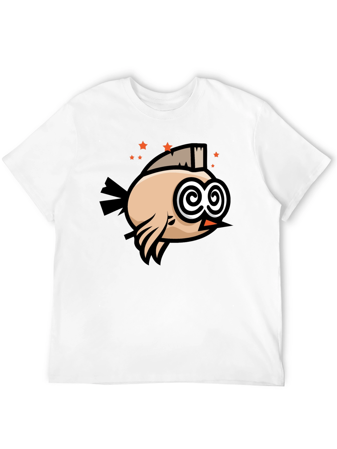 Black Funny Bird T-Shirt - Swirl Eyes Cartoon Tee view 12