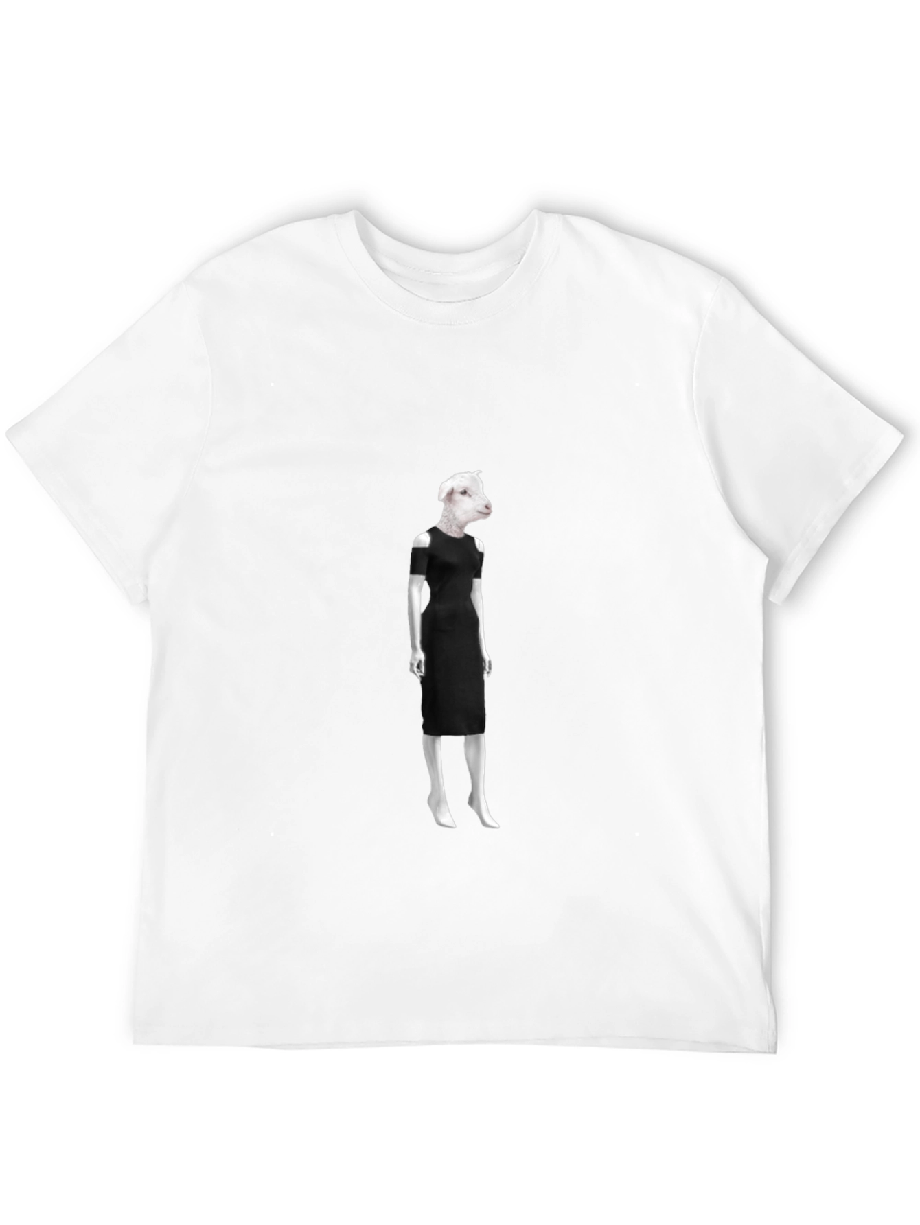 Black Novelty Sheep in Dress Graphic Black T-Shirt view 12