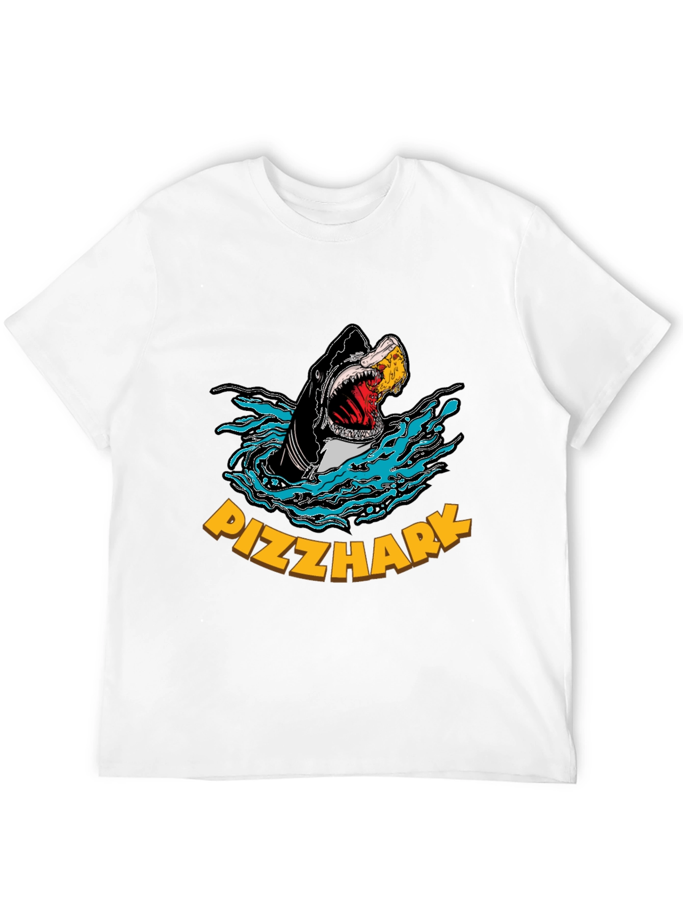 Black Pizza Shark Graphic T-Shirt - Funny Tee view 12