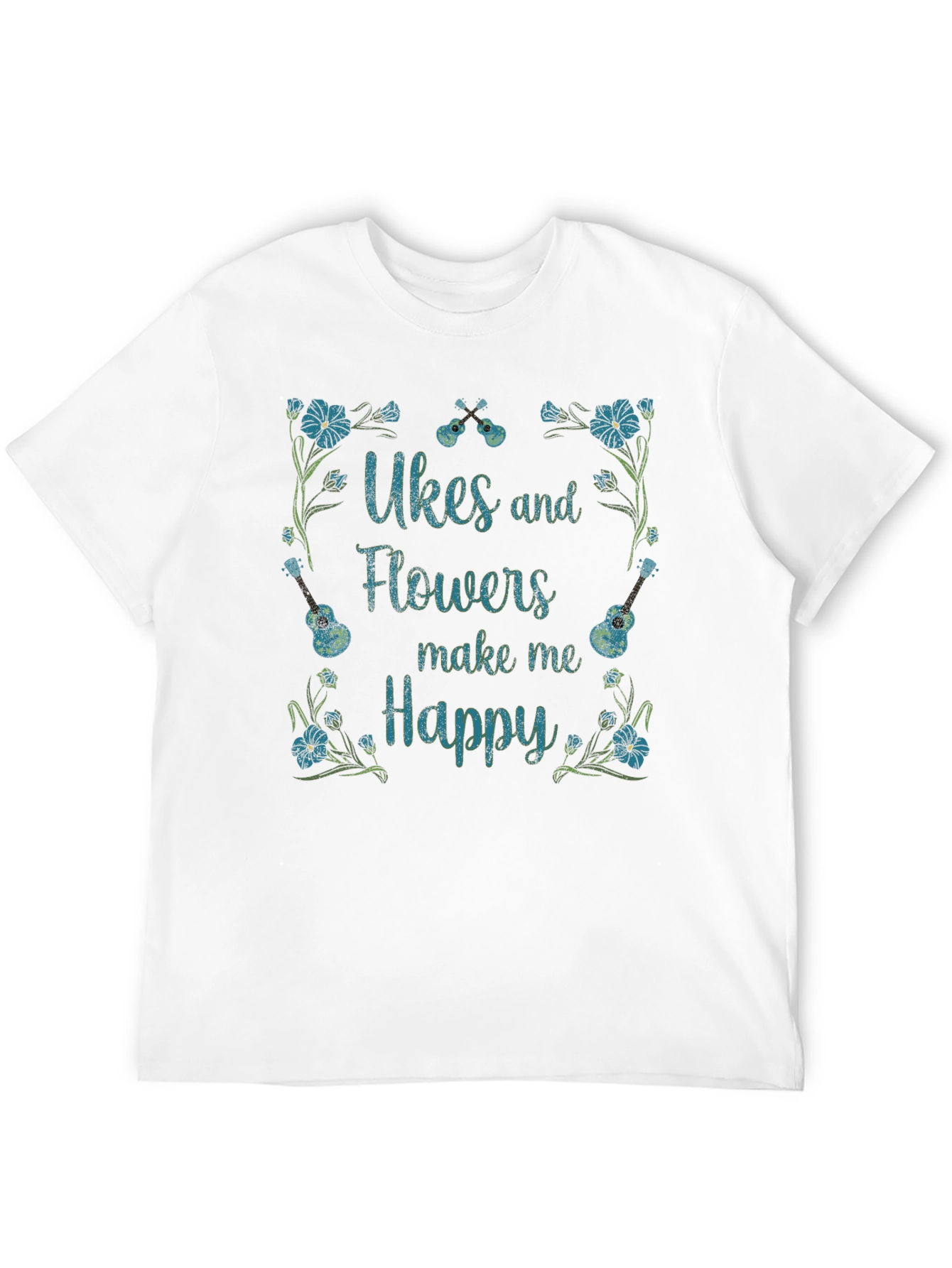 Black Ukes & Flowers Graphic T-Shirt - Make Me Happy! view 12