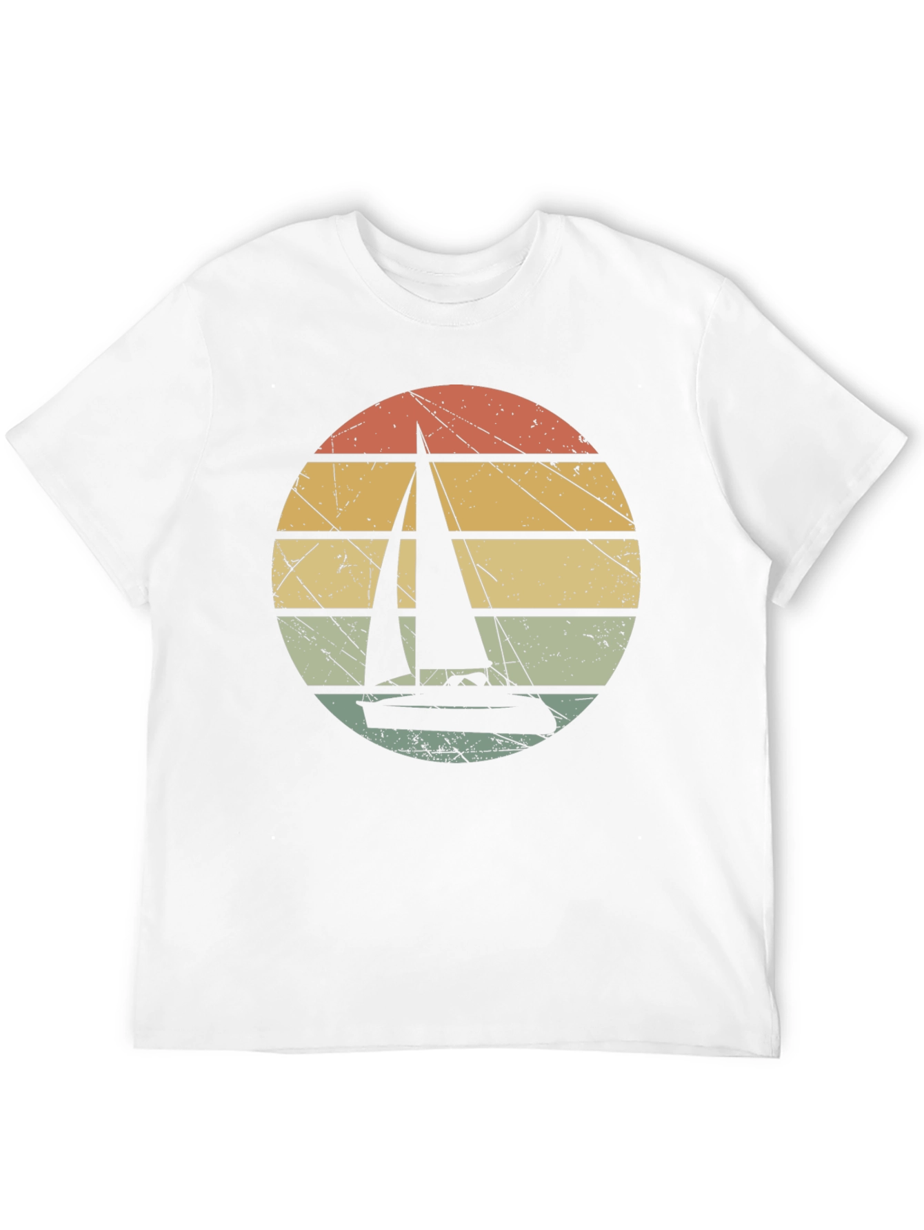 Black Vintage Sunset Sailboat Graphic T-Shirt view 12