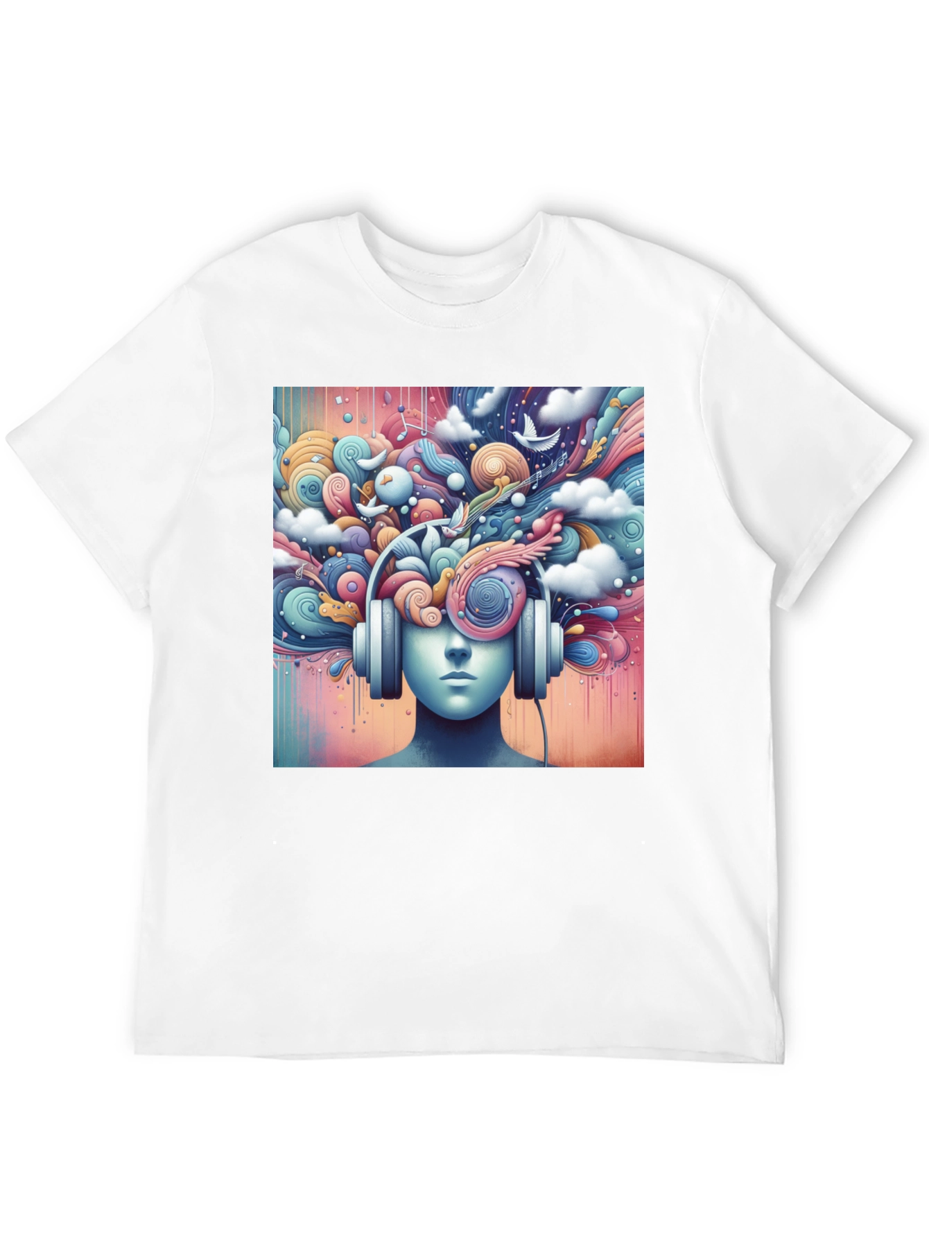 Black Mindful Music Tee - Artistic Headphone Design view 12