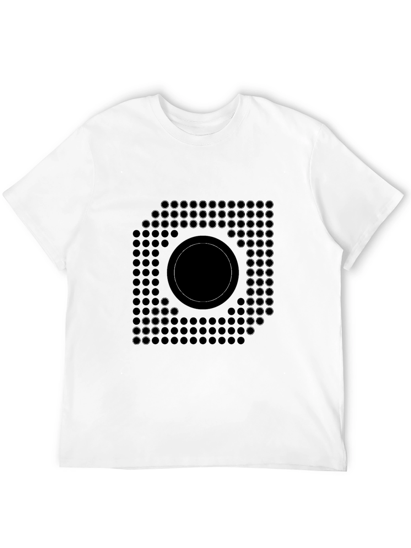 Black Modern Geometric Circle Design Black T-Shirt view 12