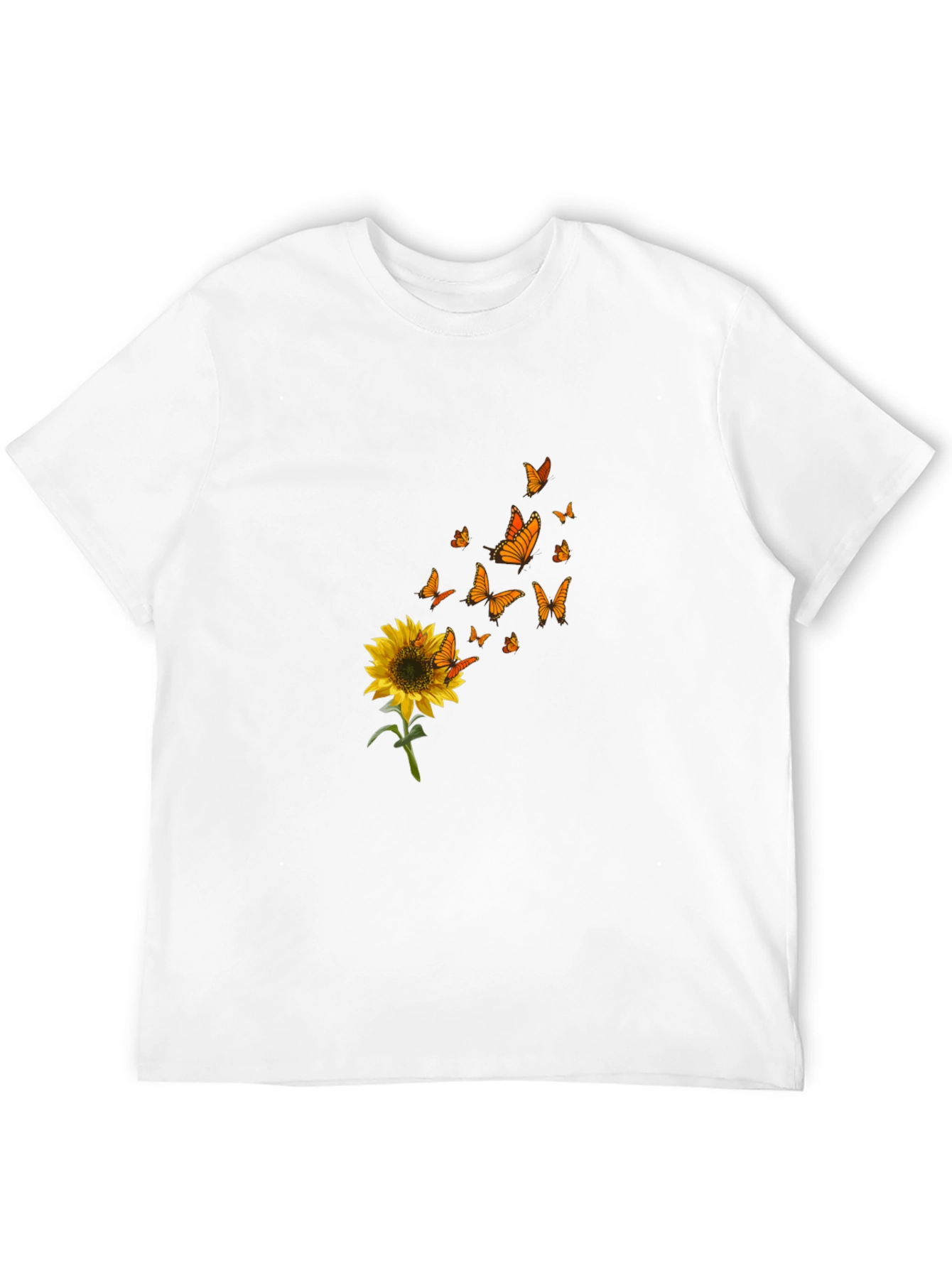 Black Sunflower Butterfly Graphic Black T-Shirt view 12