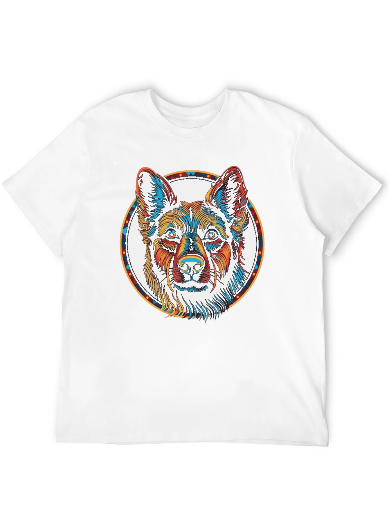 Black Colorful Dog Graphic Tee - Modern Crew Neck T-Shirt view 12