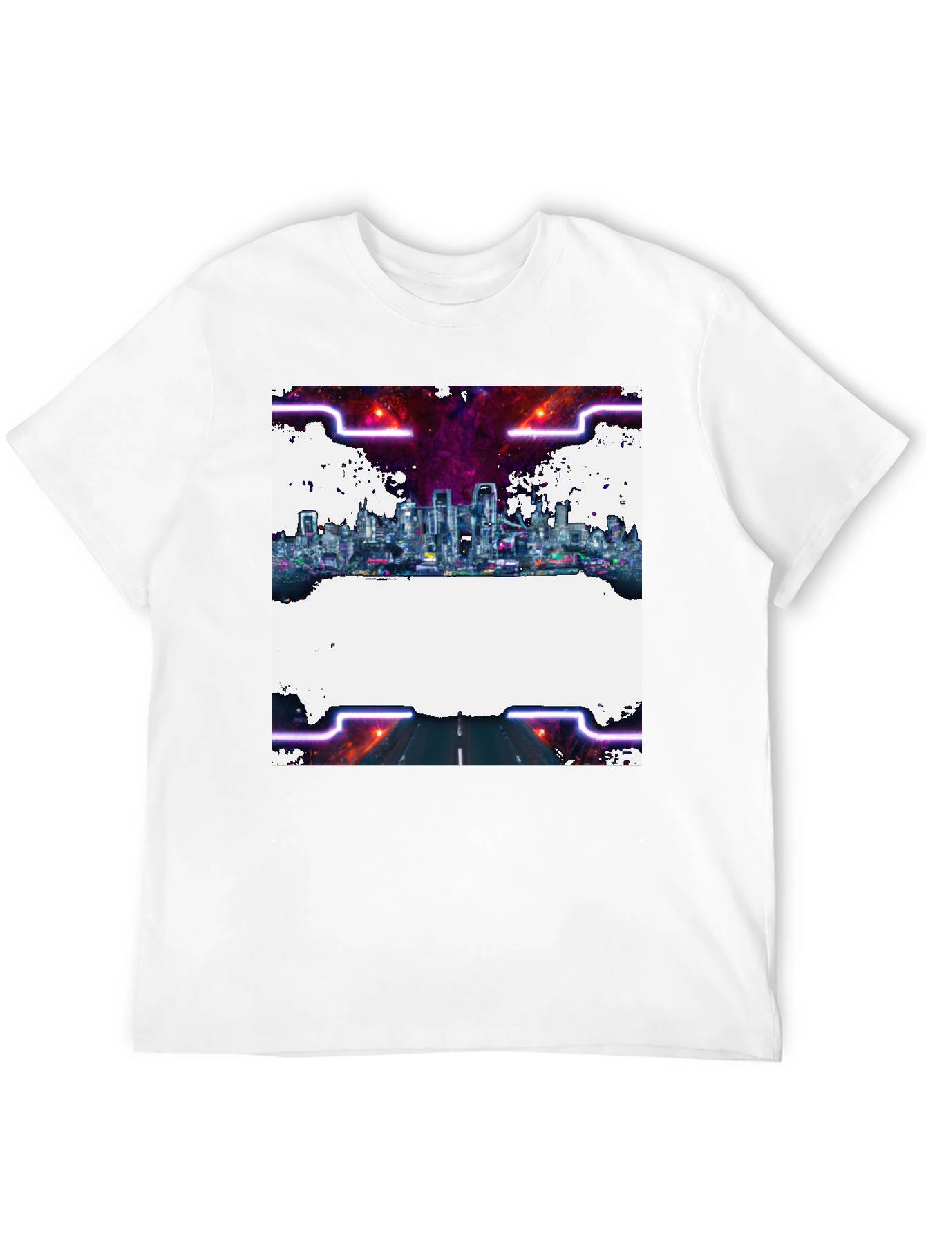 Black Cyberpunk Cityscape Graphic Tee - Black Crew Neck view 12