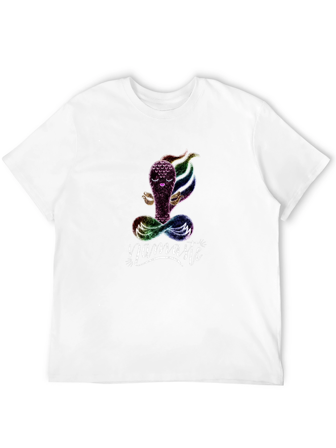 Black Namaste Yoga T-Shirt - Meditating Rainbow Creature view 12