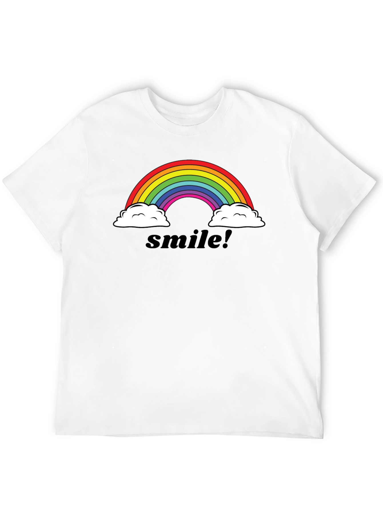 Black Smile Rainbow Graphic Tee -  Comfortable Black T-Shirt view 12