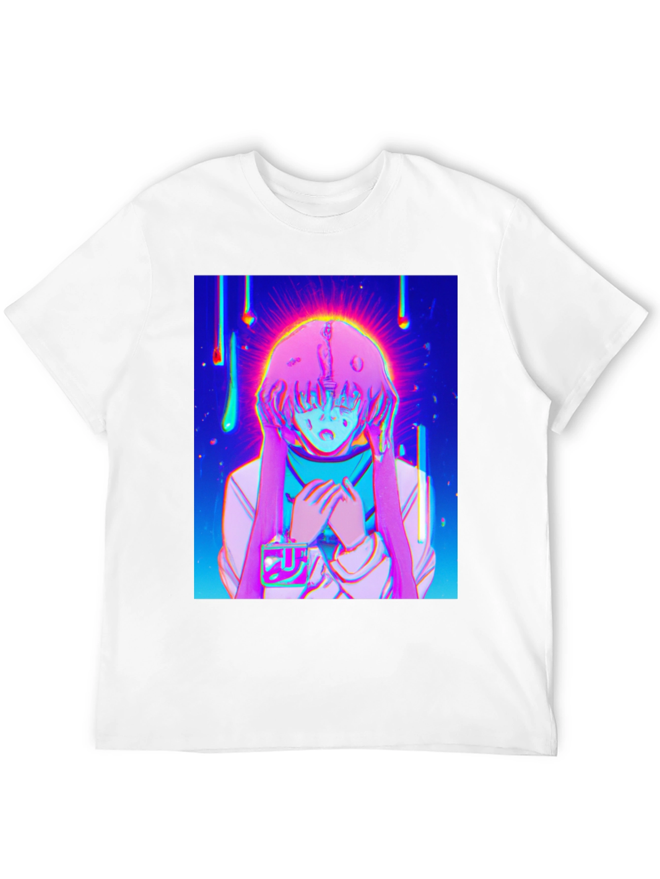 Black Anime Girl Graphic T-Shirt - Vivid Black Tee view 12