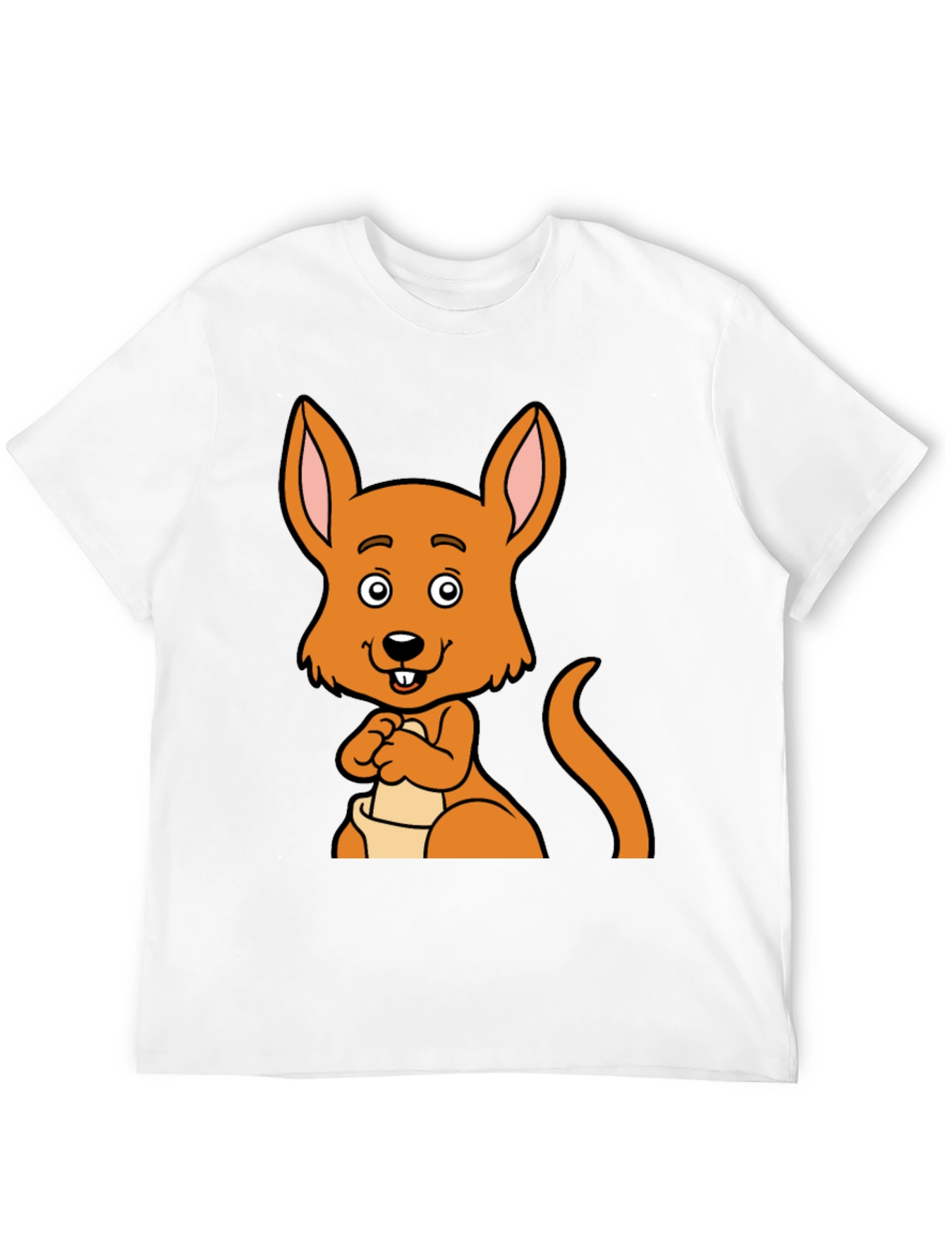 Black Cartoon Kangaroo Graphic Tee - Black Unisex T-Shirt view 12
