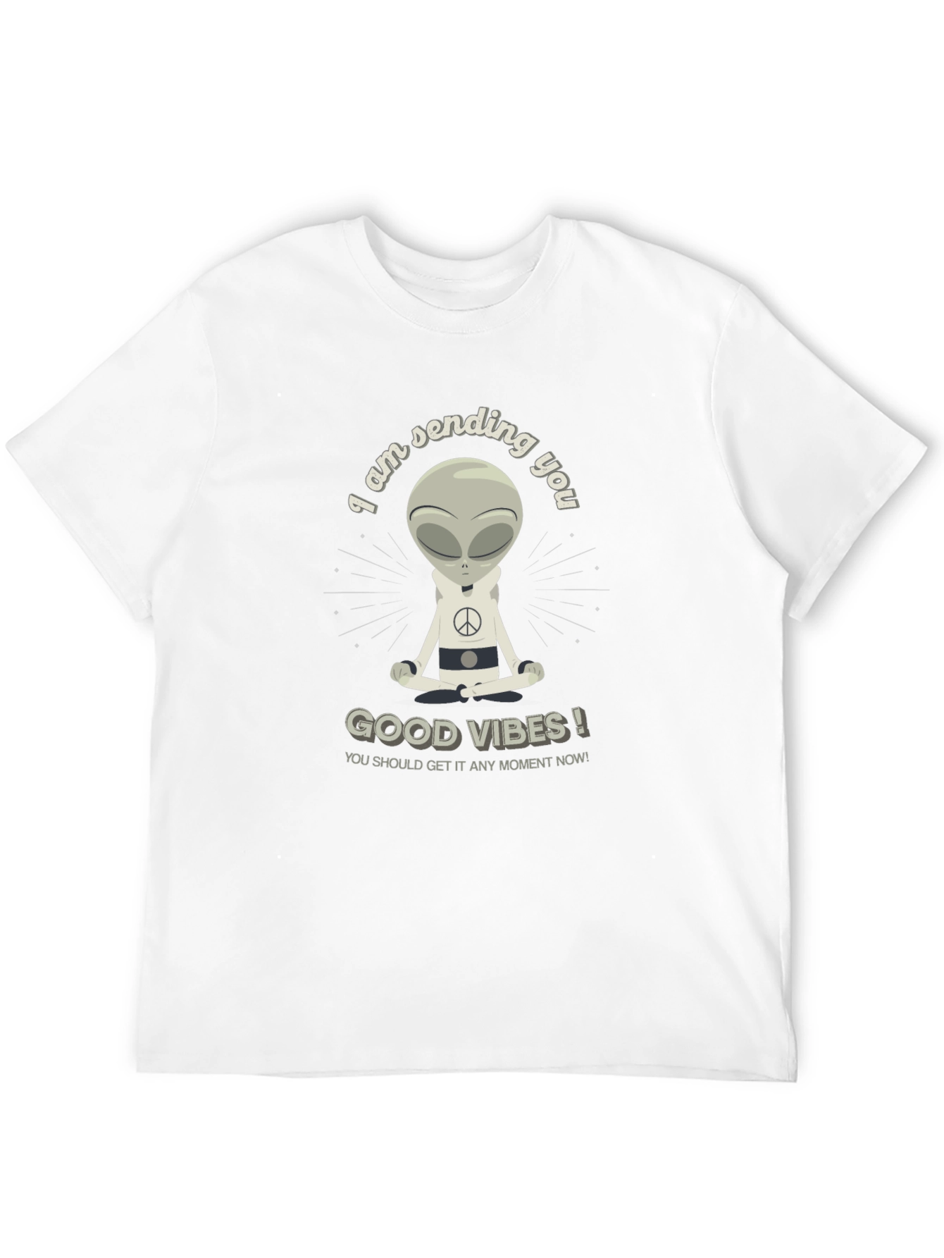 Black Alien Meditating Good Vibes Graphic T-Shirt view 12