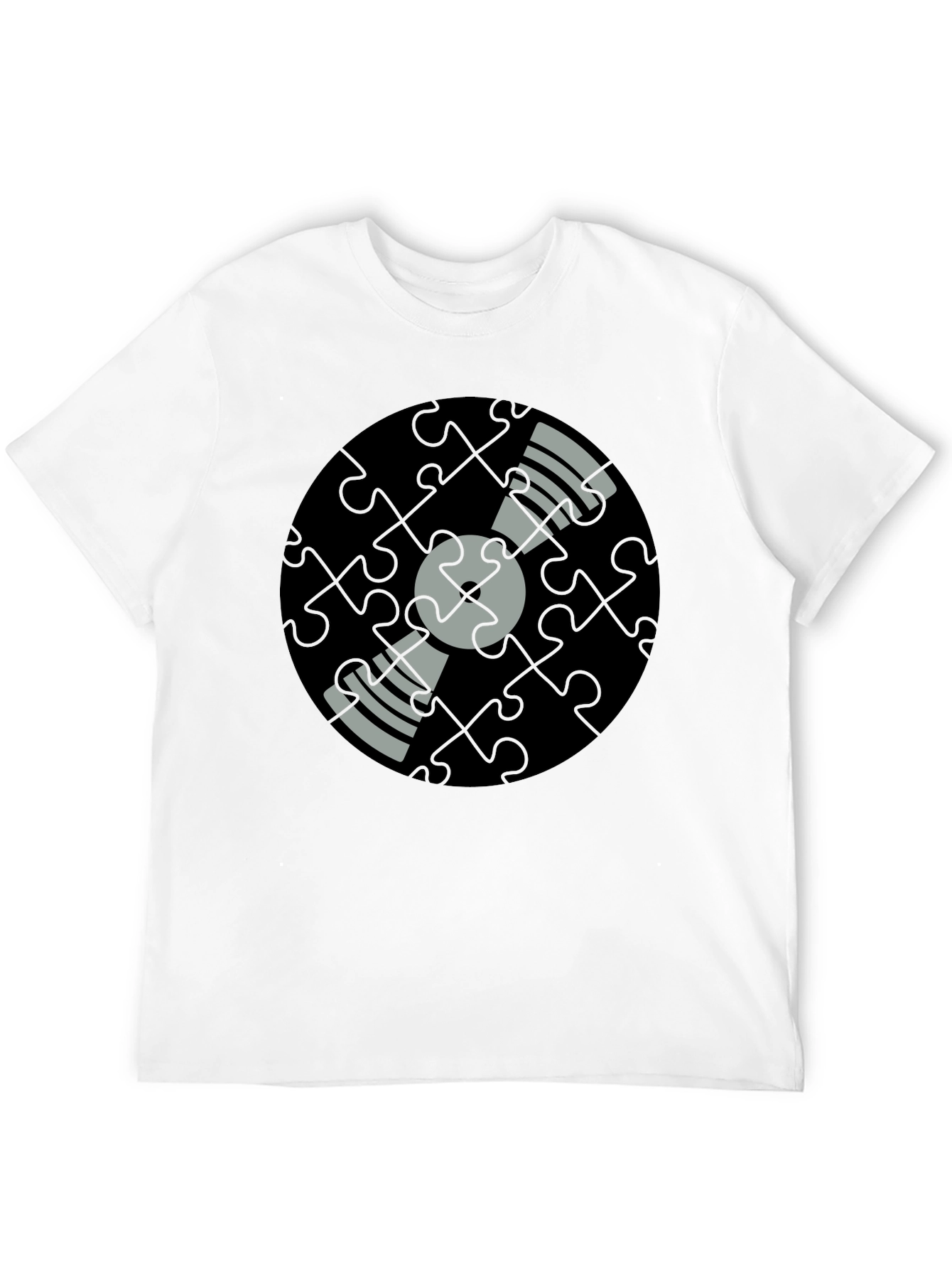 Black Puzzle Piece Vinyl Record Graphic Tee - Black view 12