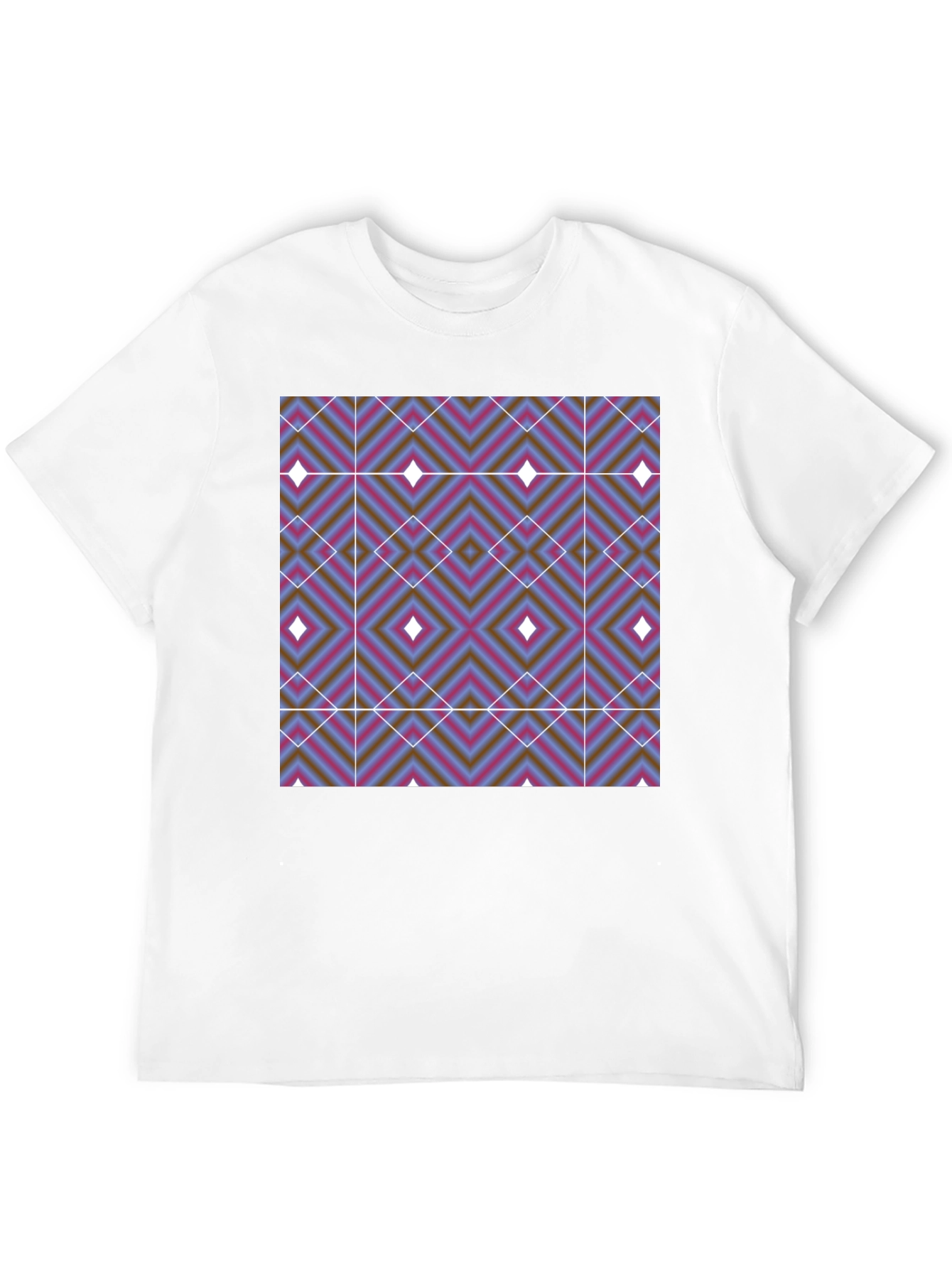 Black Geometric Diamond Print T-Shirt - Black view 12