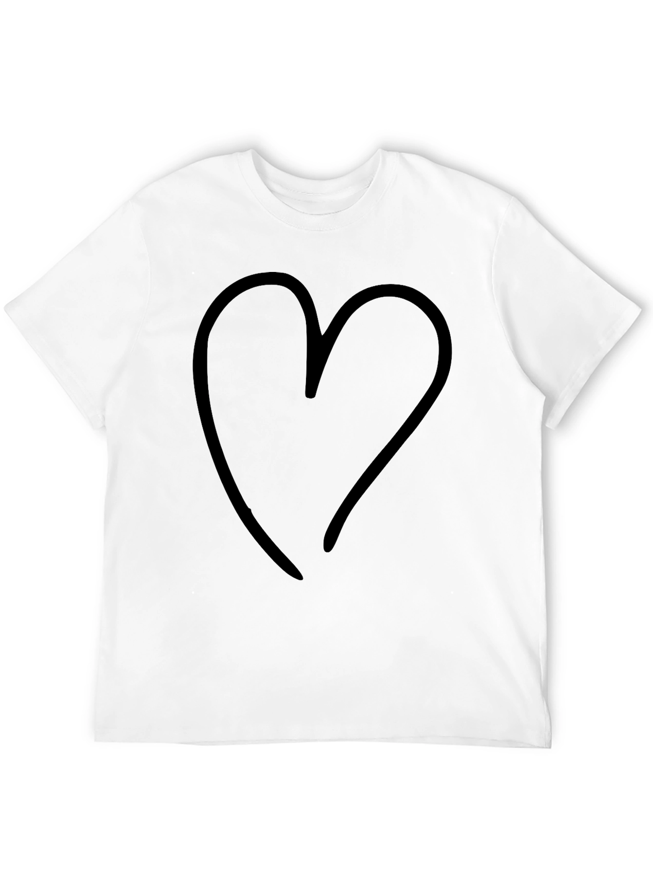 Black Minimalist Heart Graphic T-Shirt - Solid Black view 12